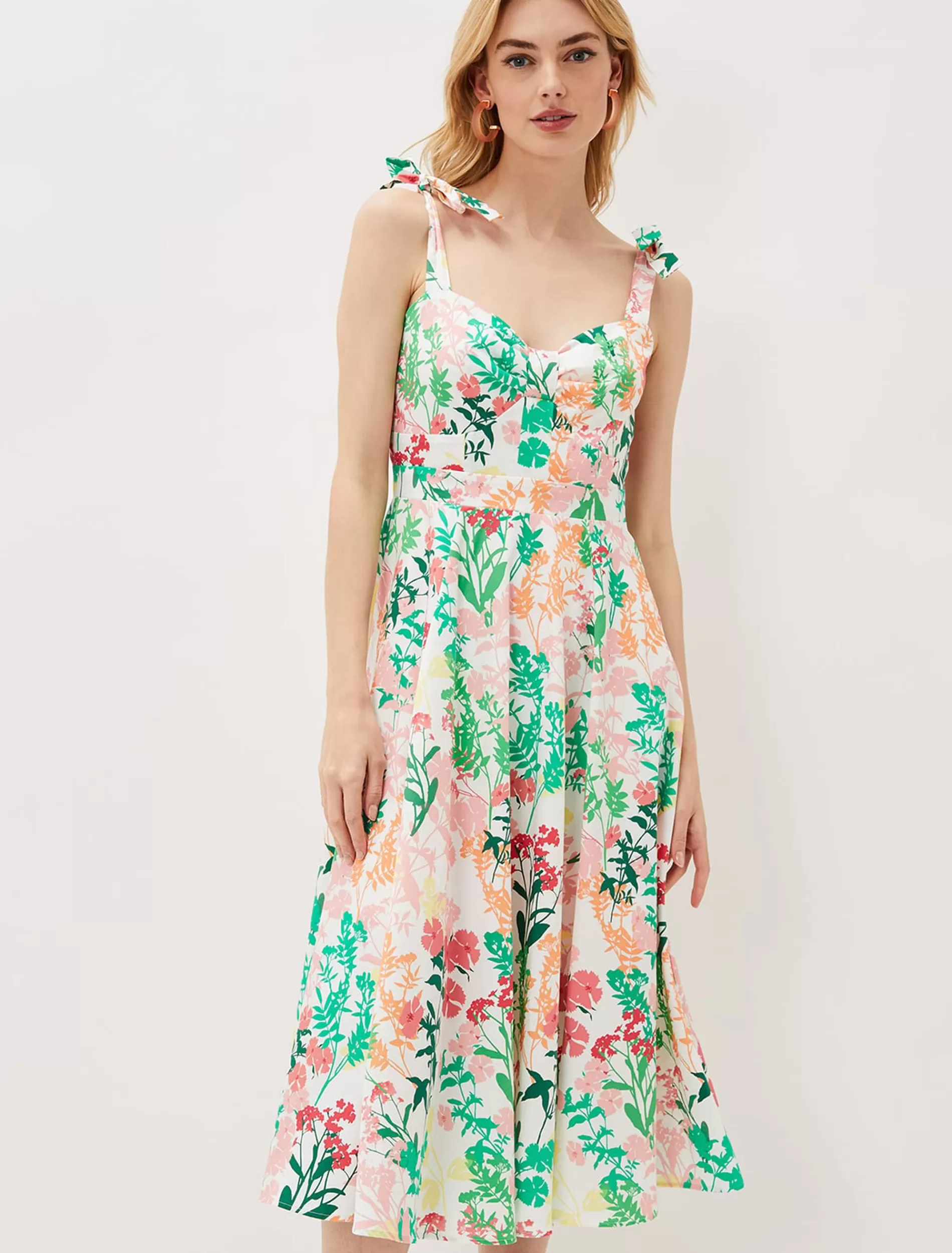 Phase Eight Joyce Printed Fit & Flare Dress Ivory/Multi Outlet