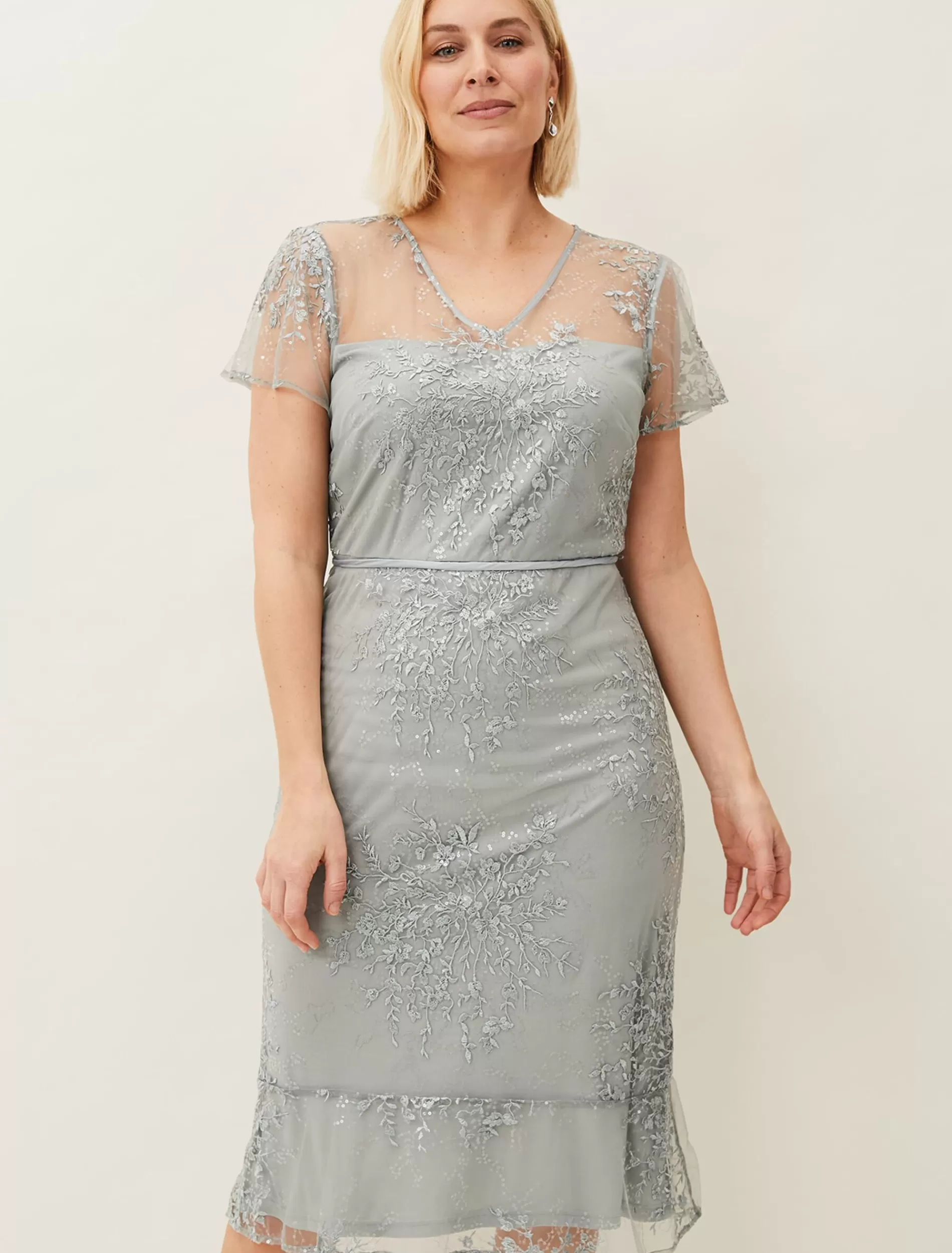 Phase Eight Juliana Floral Embroidered Dress Eau De Nil Store