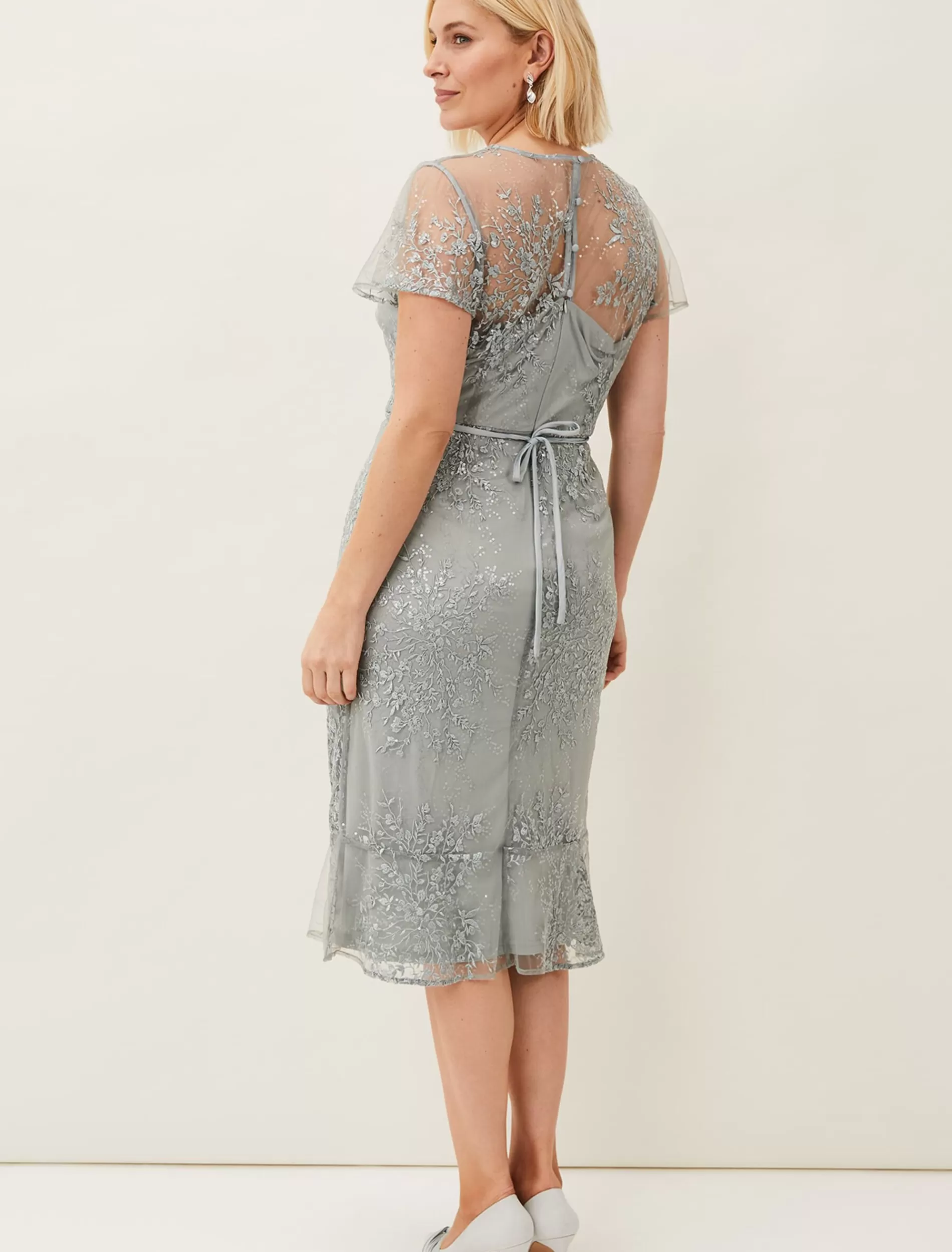 Phase Eight Juliana Floral Embroidered Dress Eau De Nil Store