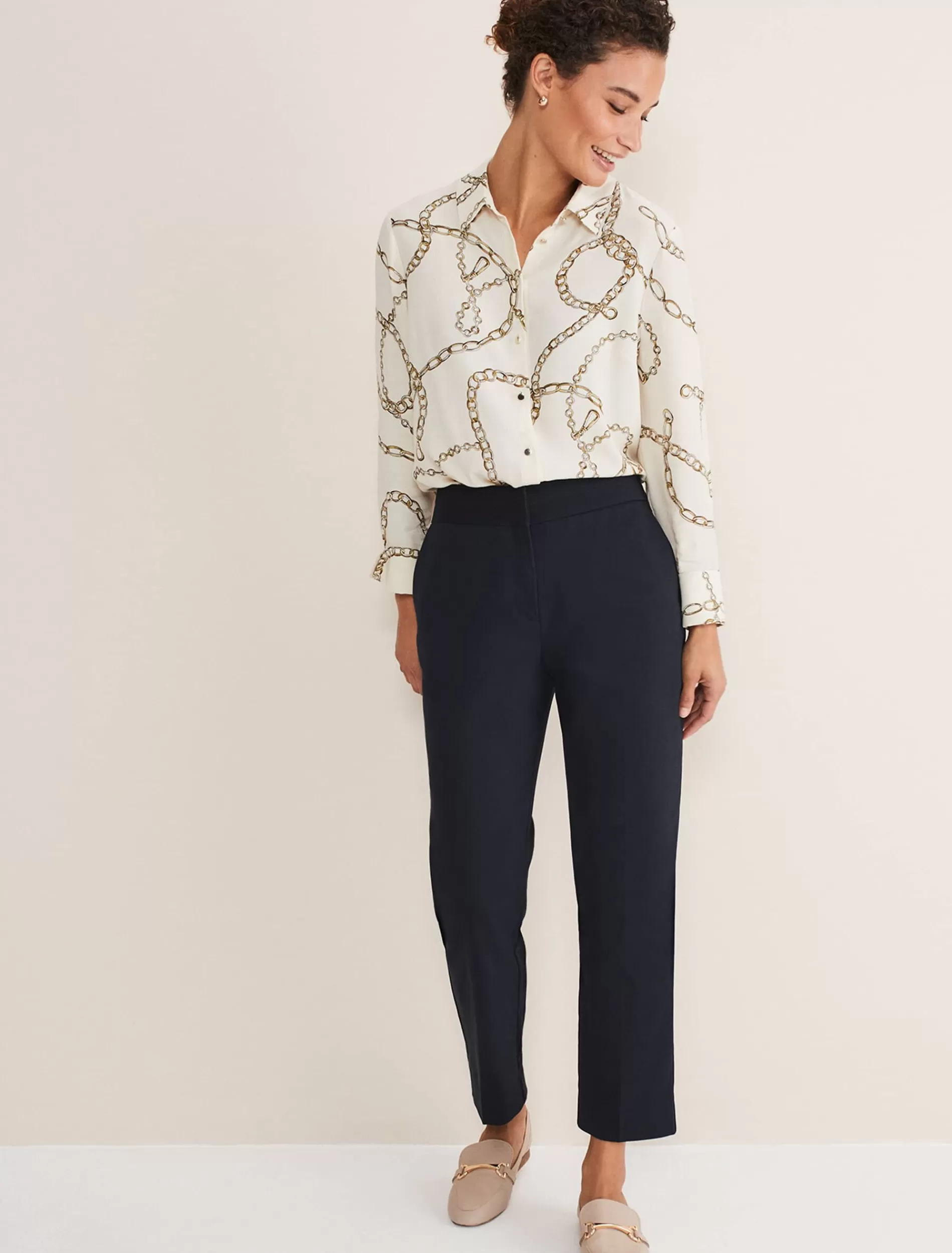 Phase Eight Julianna Cropped Straight Leg Trousers Navy Fashion