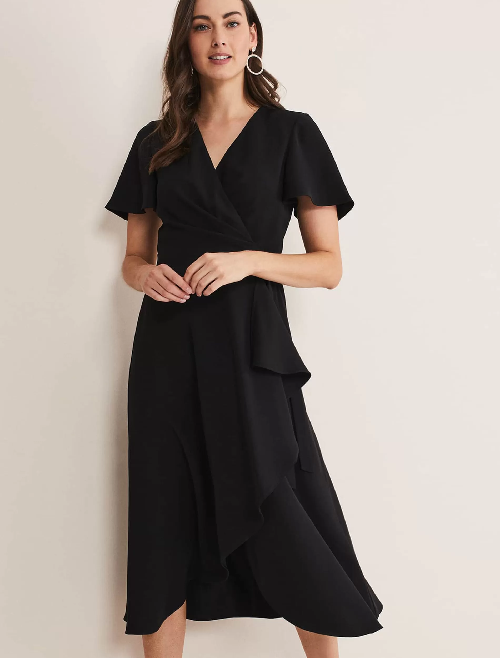 Phase Eight Julissa Ruffle Wrap Midi Dress Black Best