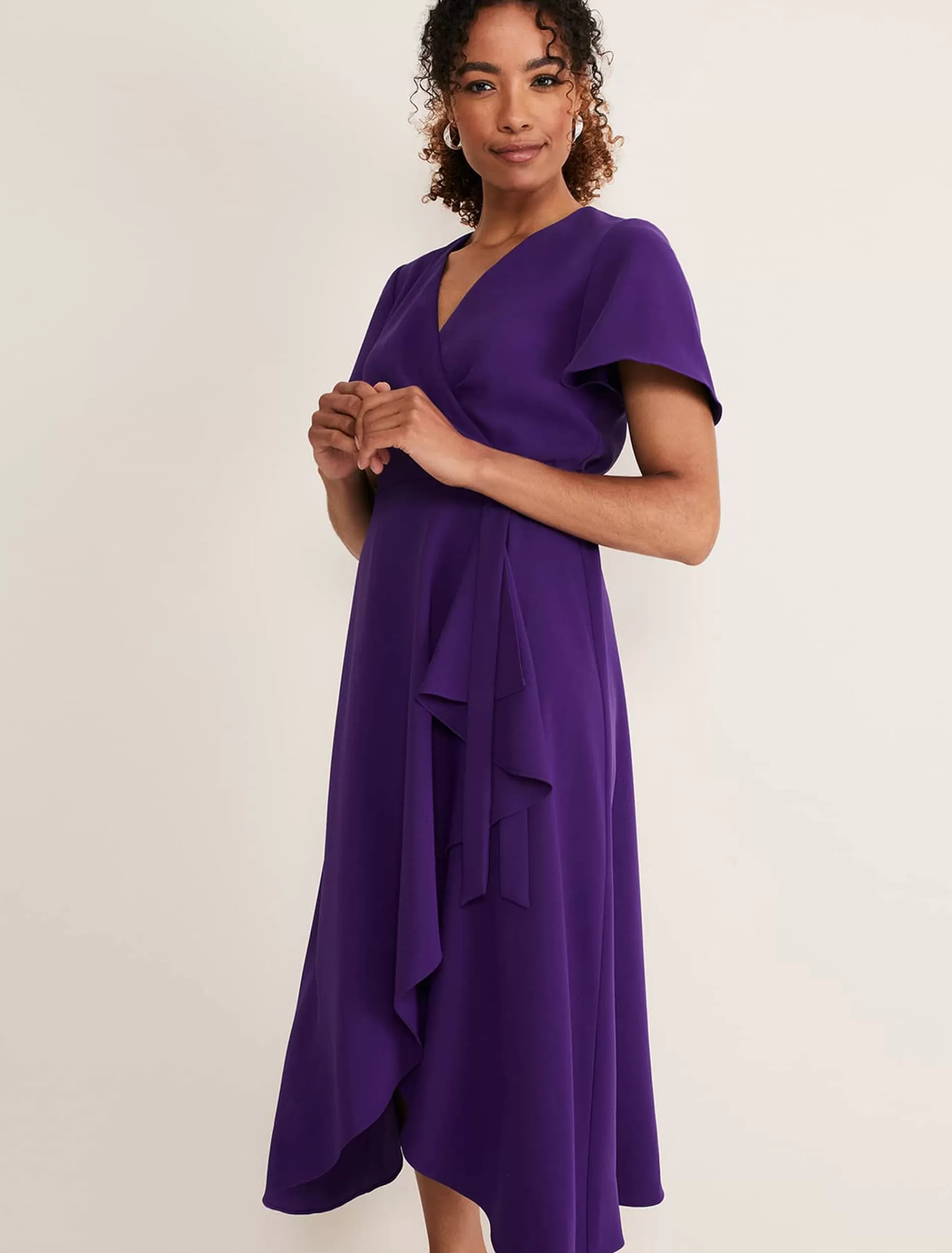 Phase Eight Julissa Ruffle Wrap Midi Dress Violet Online