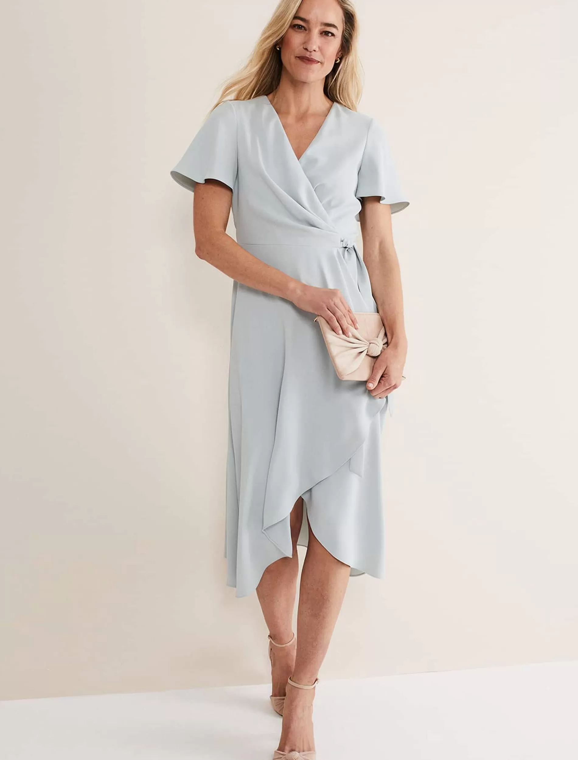 Phase Eight Julissa Ruffle Wrap Midi Dress Eau De Nil New