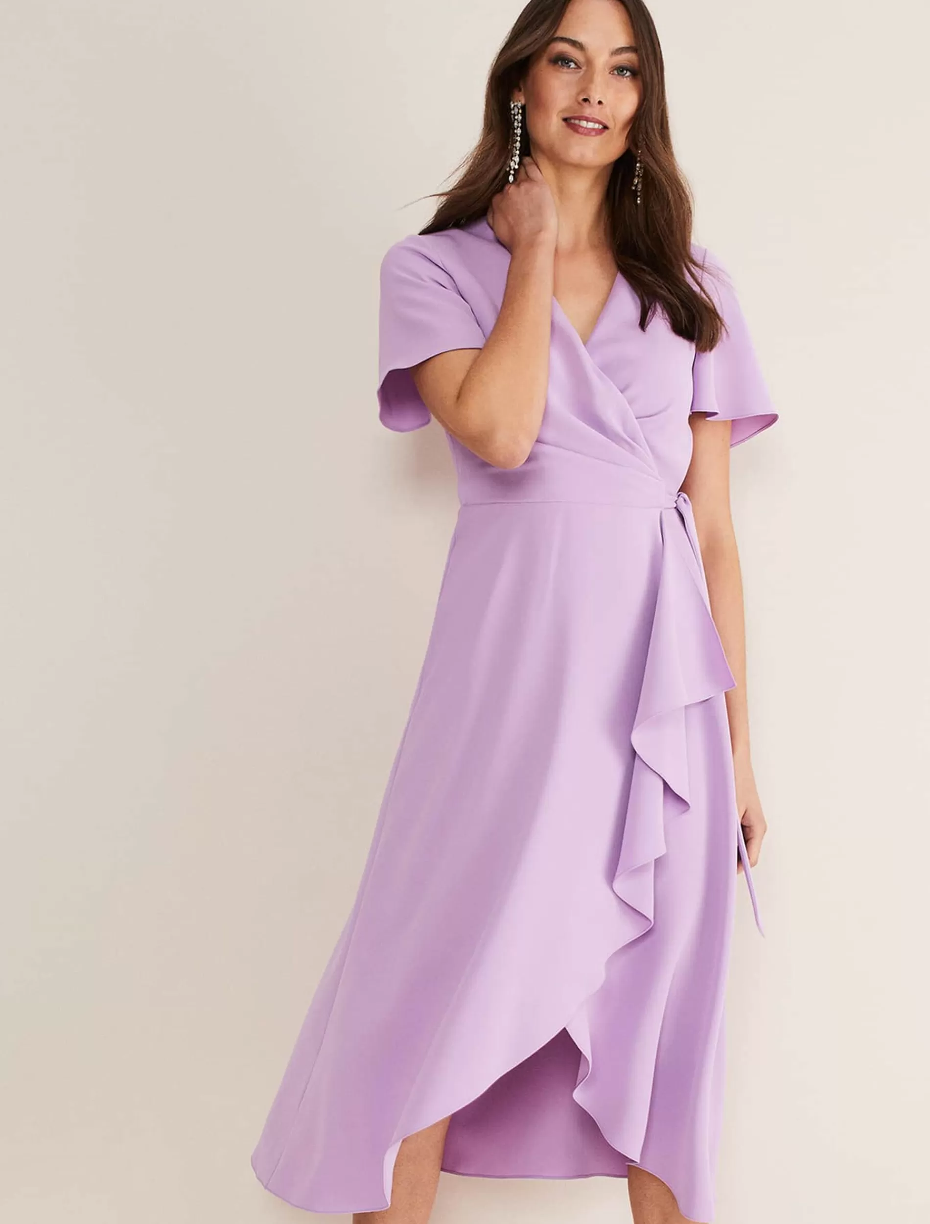 Phase Eight Julissa Ruffle Wrap Midi Dress Crocus Fashion