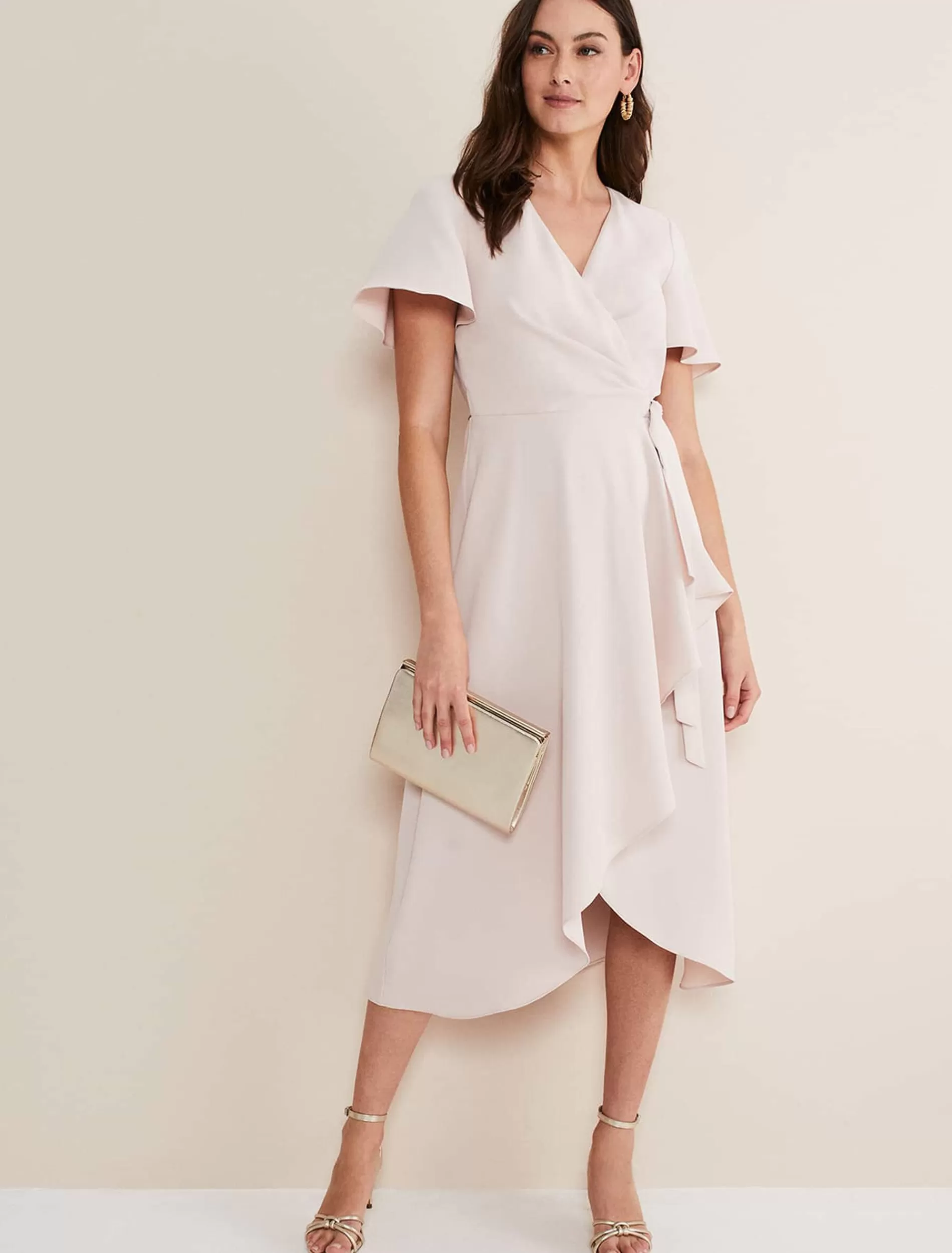 Phase Eight Julissa Ruffle Wrap Midi Dress Cameo Best