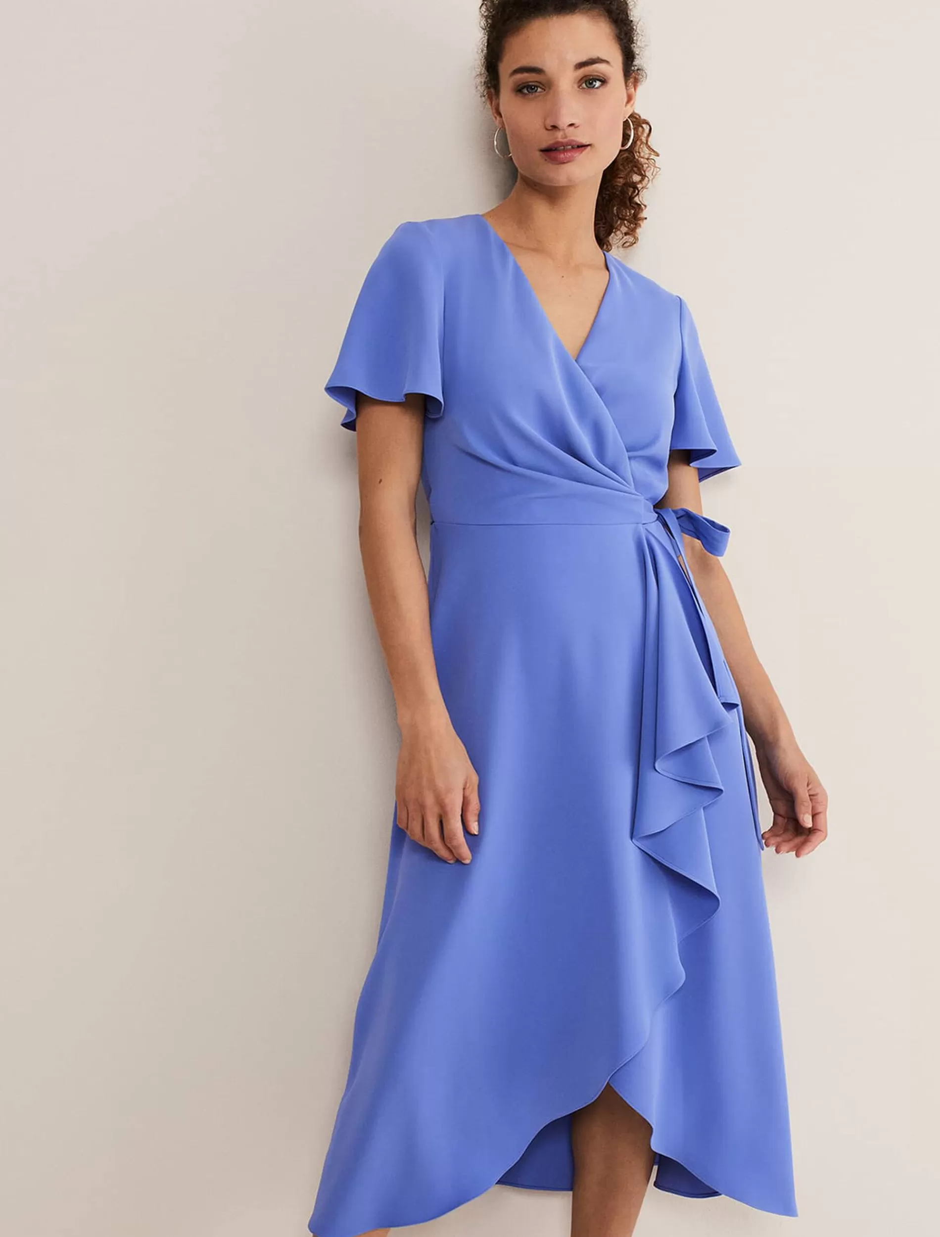 Phase Eight Julissa Ruffle Wrap Midi Dress Foxglove Blue Best Sale