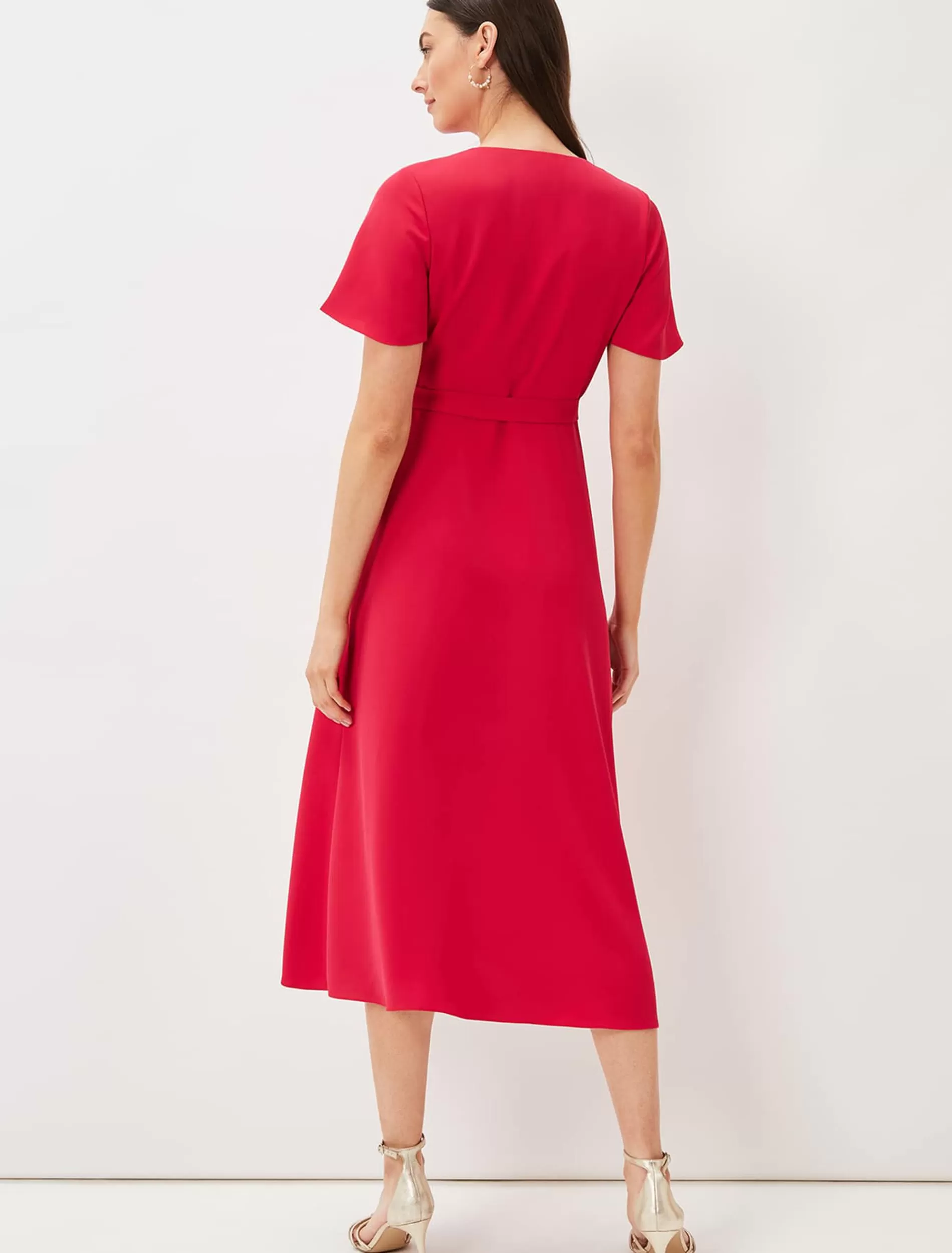 Phase Eight Julissa Ruffle Wrap Midi Dress Fuschia Sale
