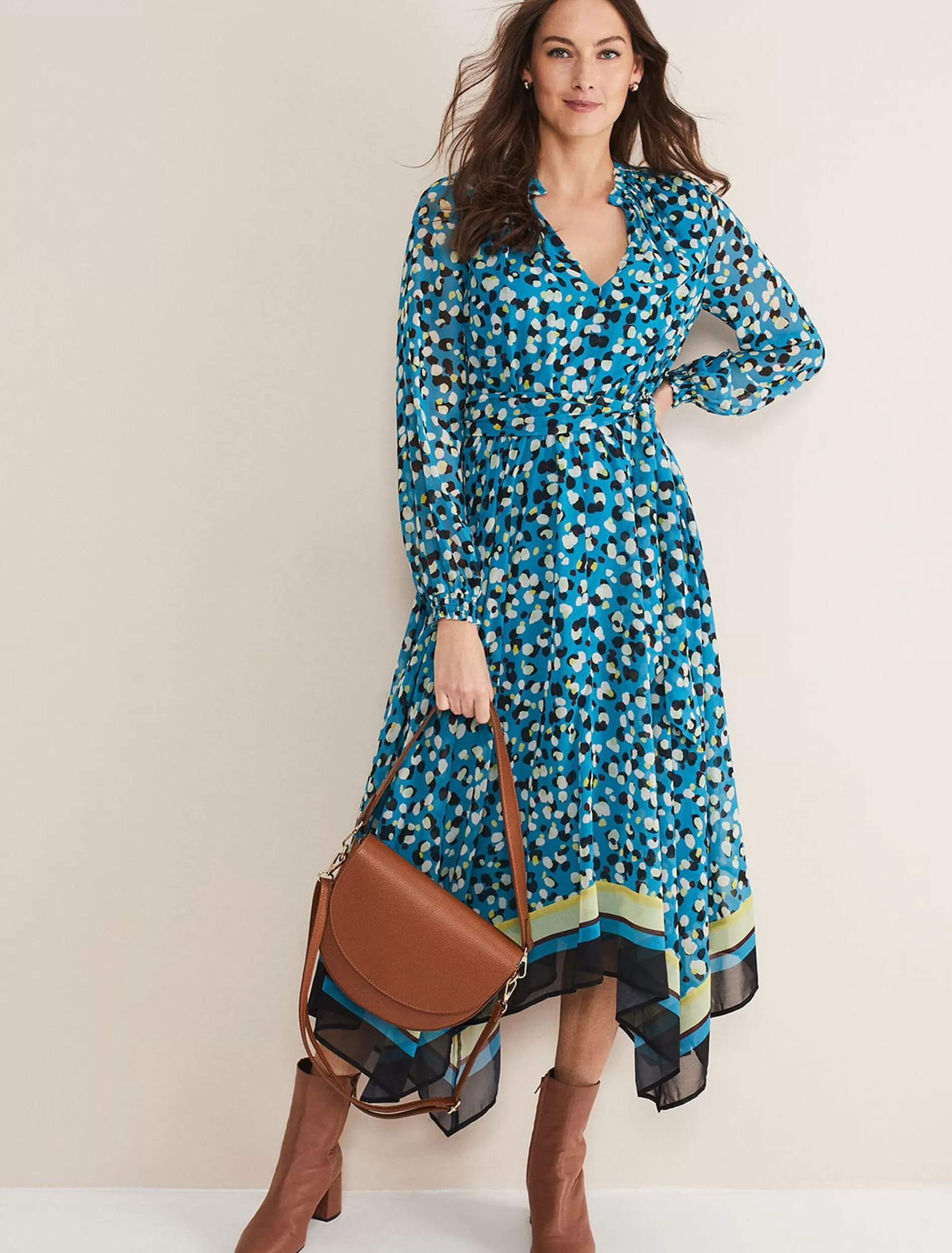 Phase Eight Juno Border Hem Midi Dress Blue/Multi Online