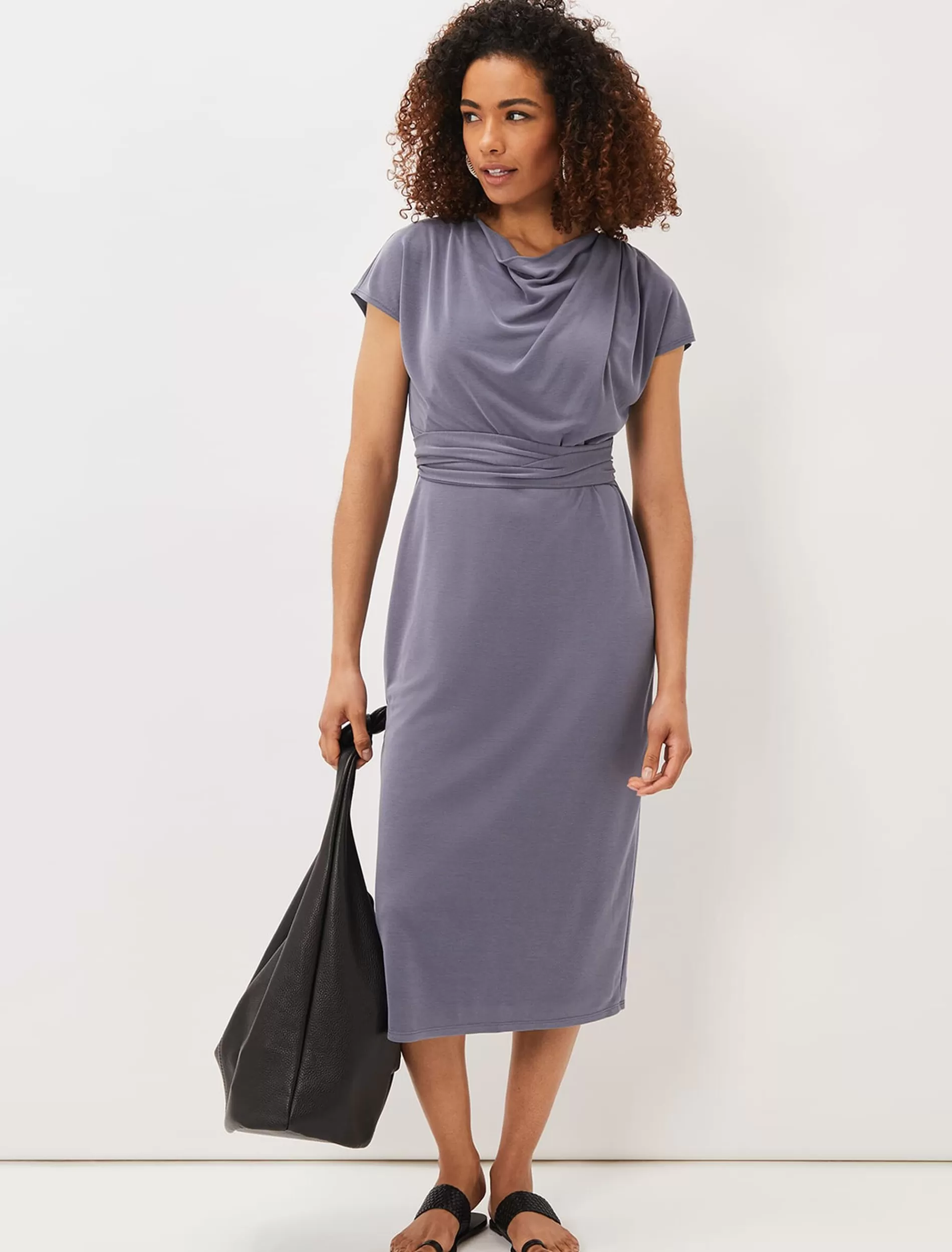 Phase Eight Kadence Cupro Tie Waist Dress Smoke Flash Sale
