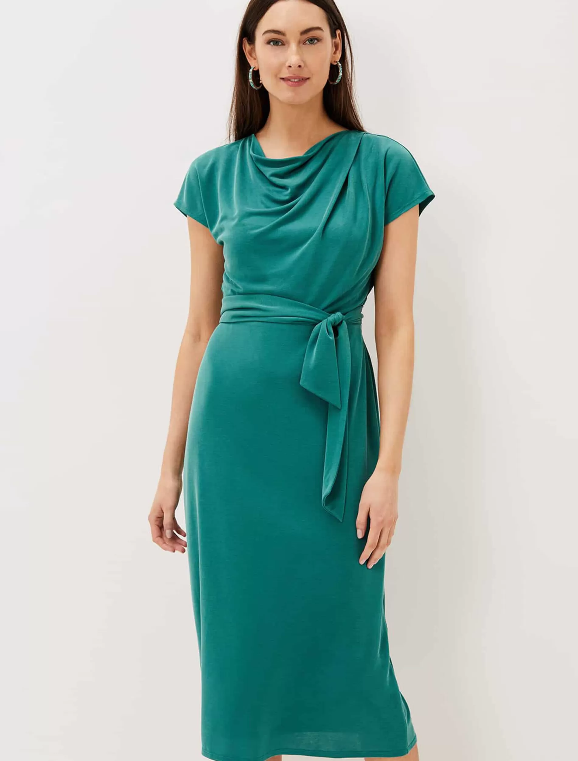 Phase Eight Kadence Cupro Tie Waist Dress Peacock Flash Sale