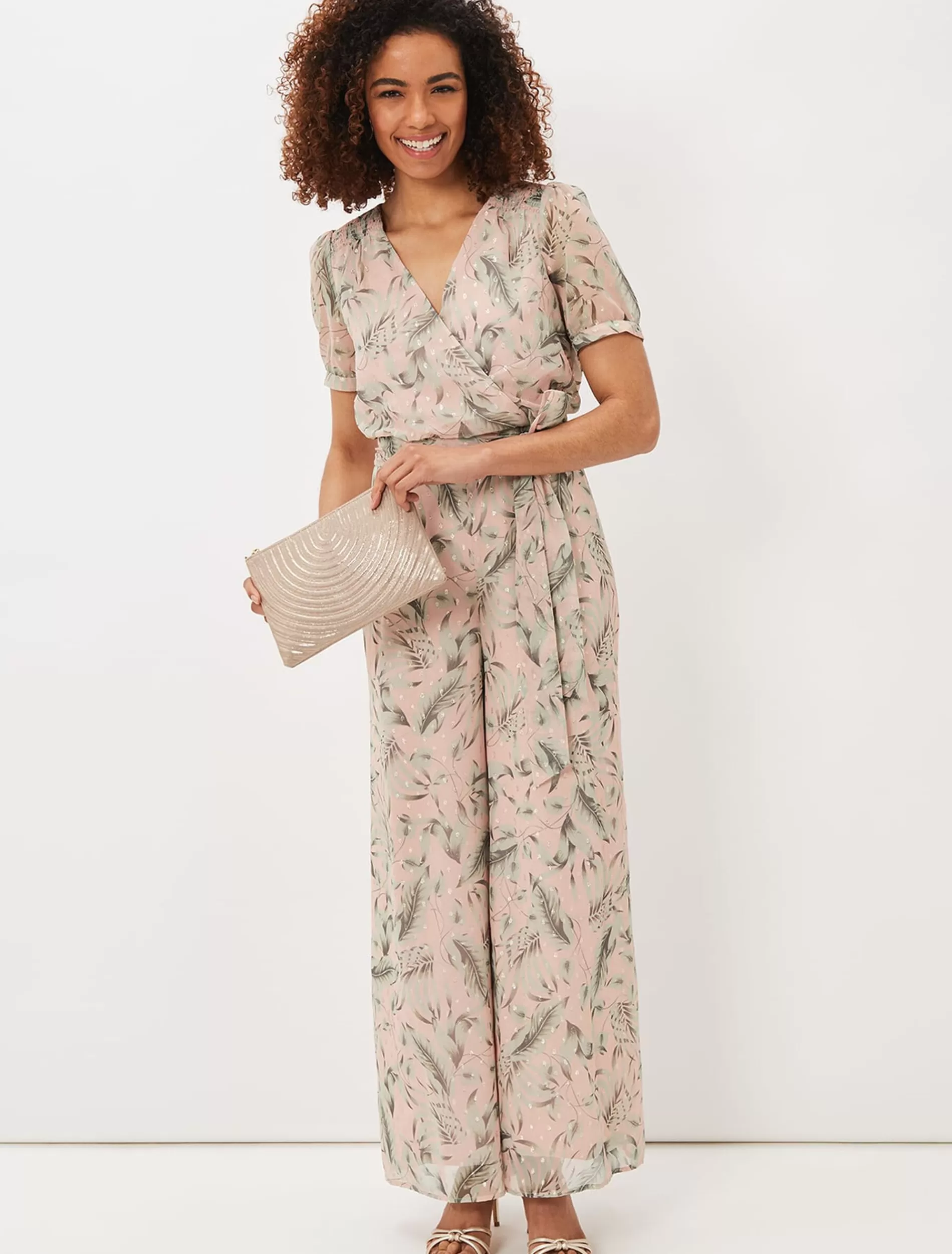 Phase Eight Kadie Fil Coupe Jumpsuit Pale Pink Outlet