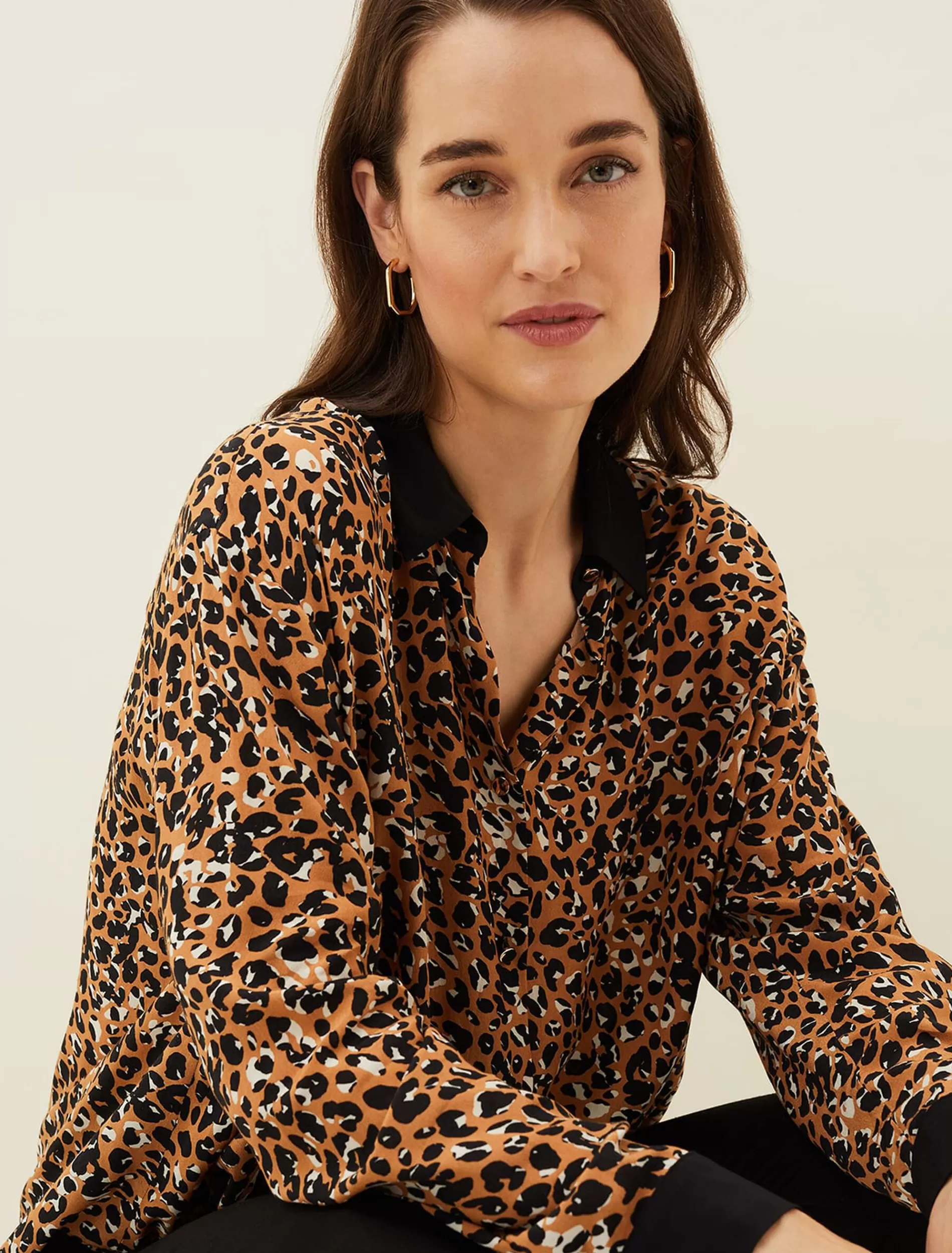 Phase Eight Kaelie Leopard Twist Front Blouse Black/Multi Best