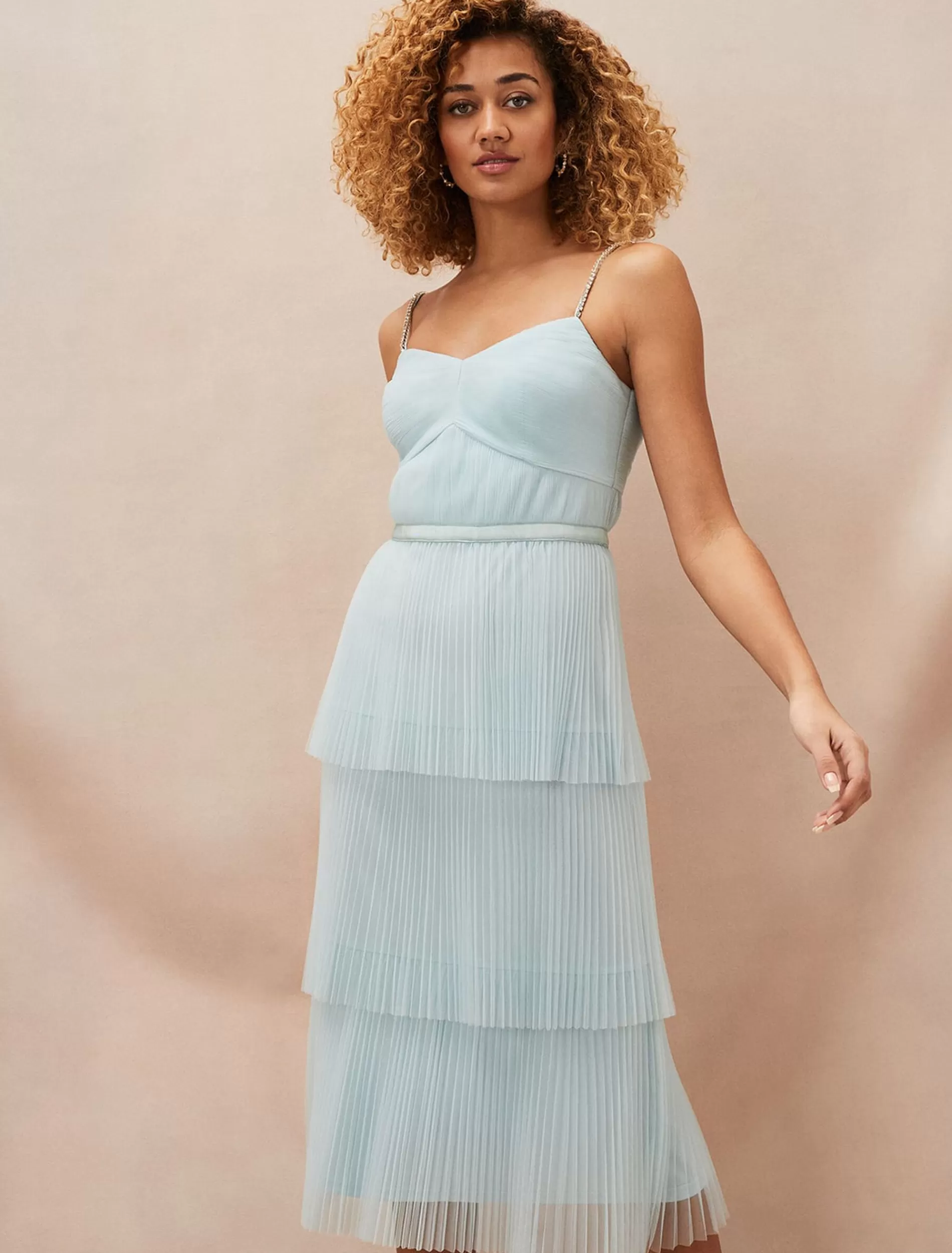 Phase Eight Kaia Pleated Tulle Midi Dress Eau De Nil Sale