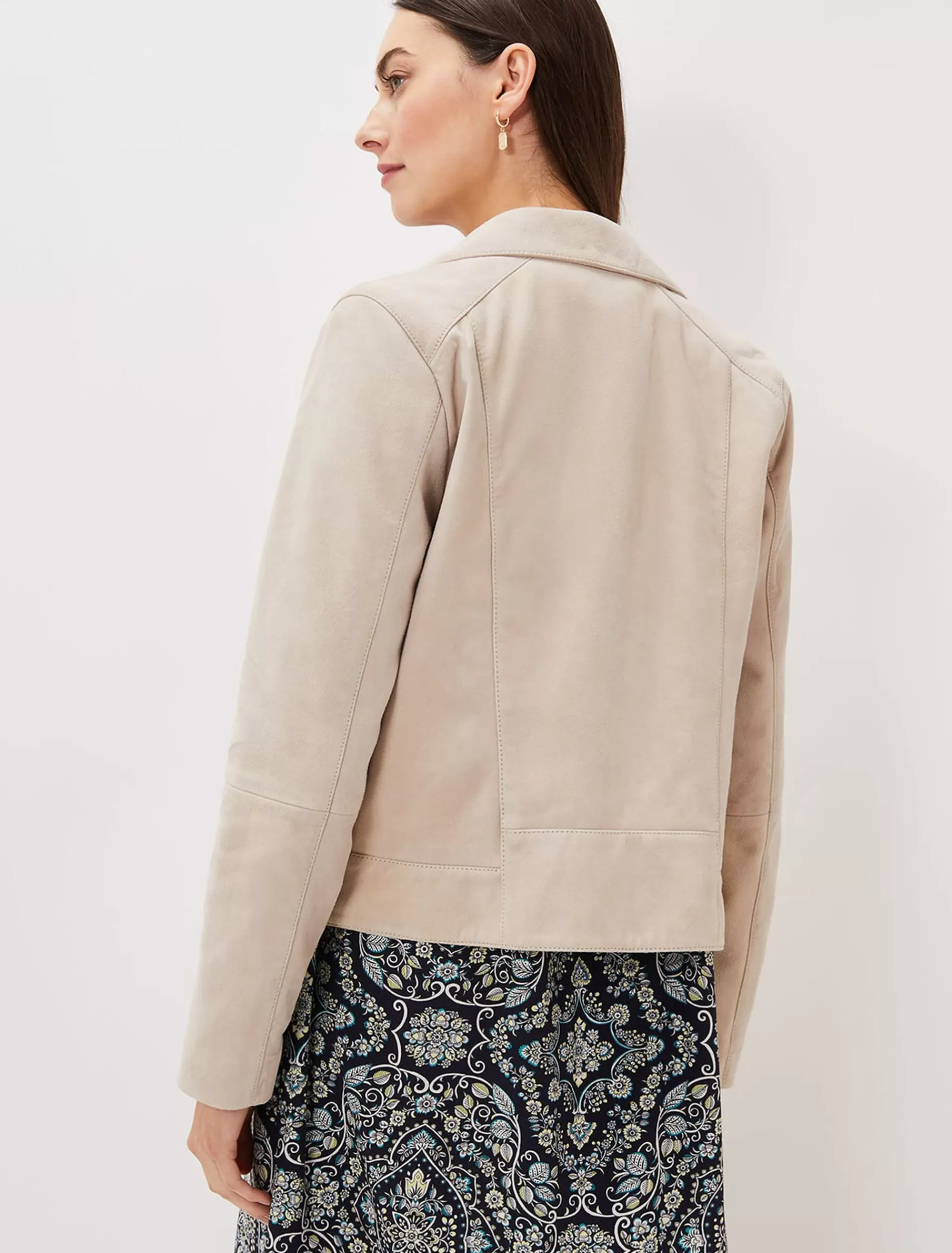 Phase Eight Kailey Suede Jacket Ecru New
