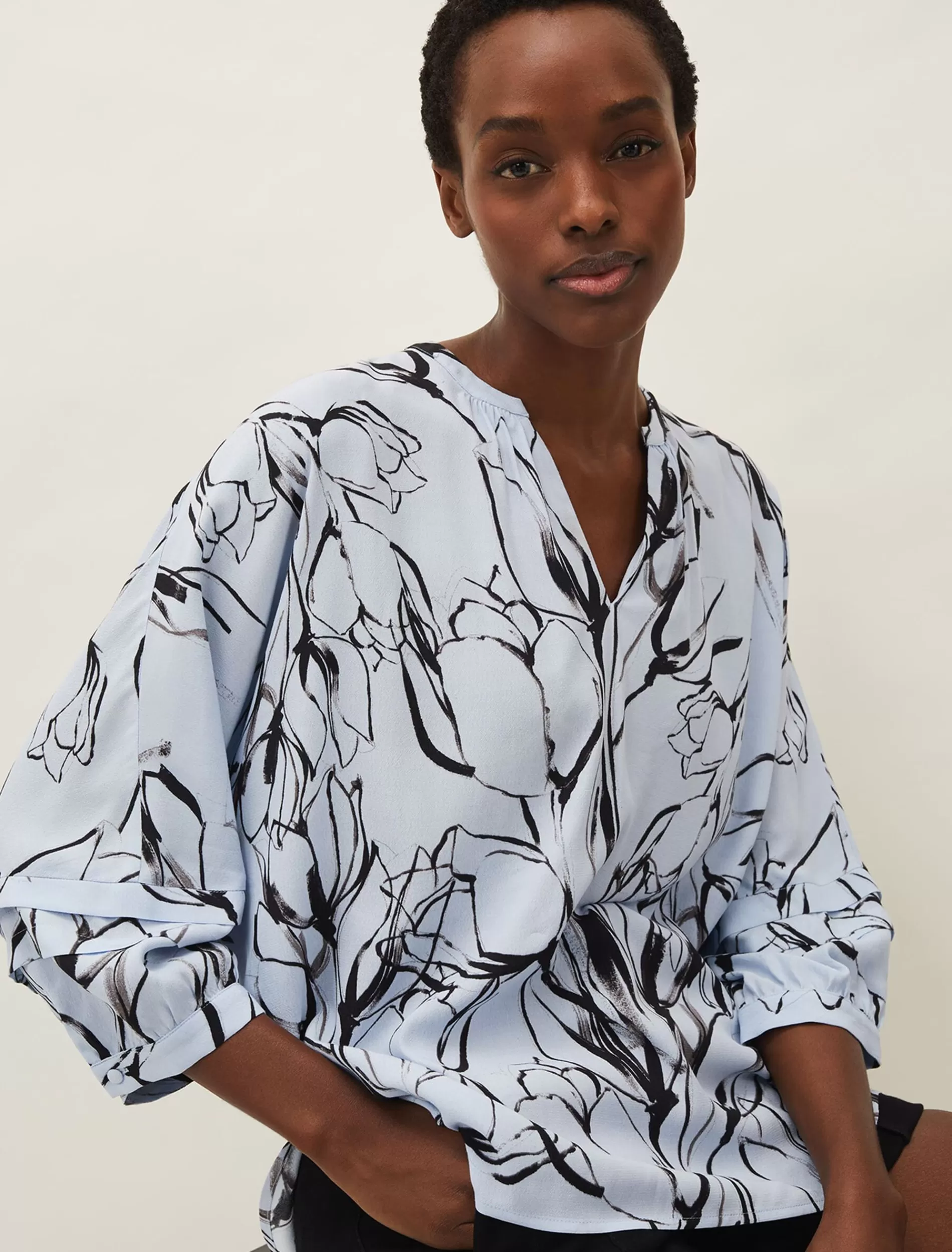 Phase Eight Kalila Tulip Print Blouse Blue/Black Cheap