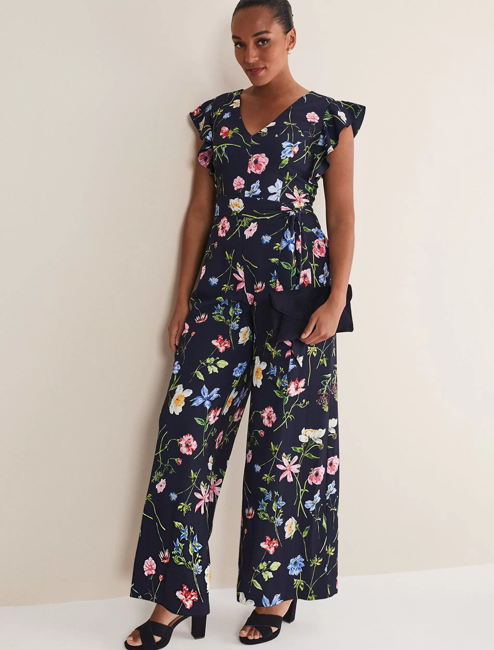 Phase Eight Kallie Floral Wide Leg Jumpsuit Navy/Multi Hot