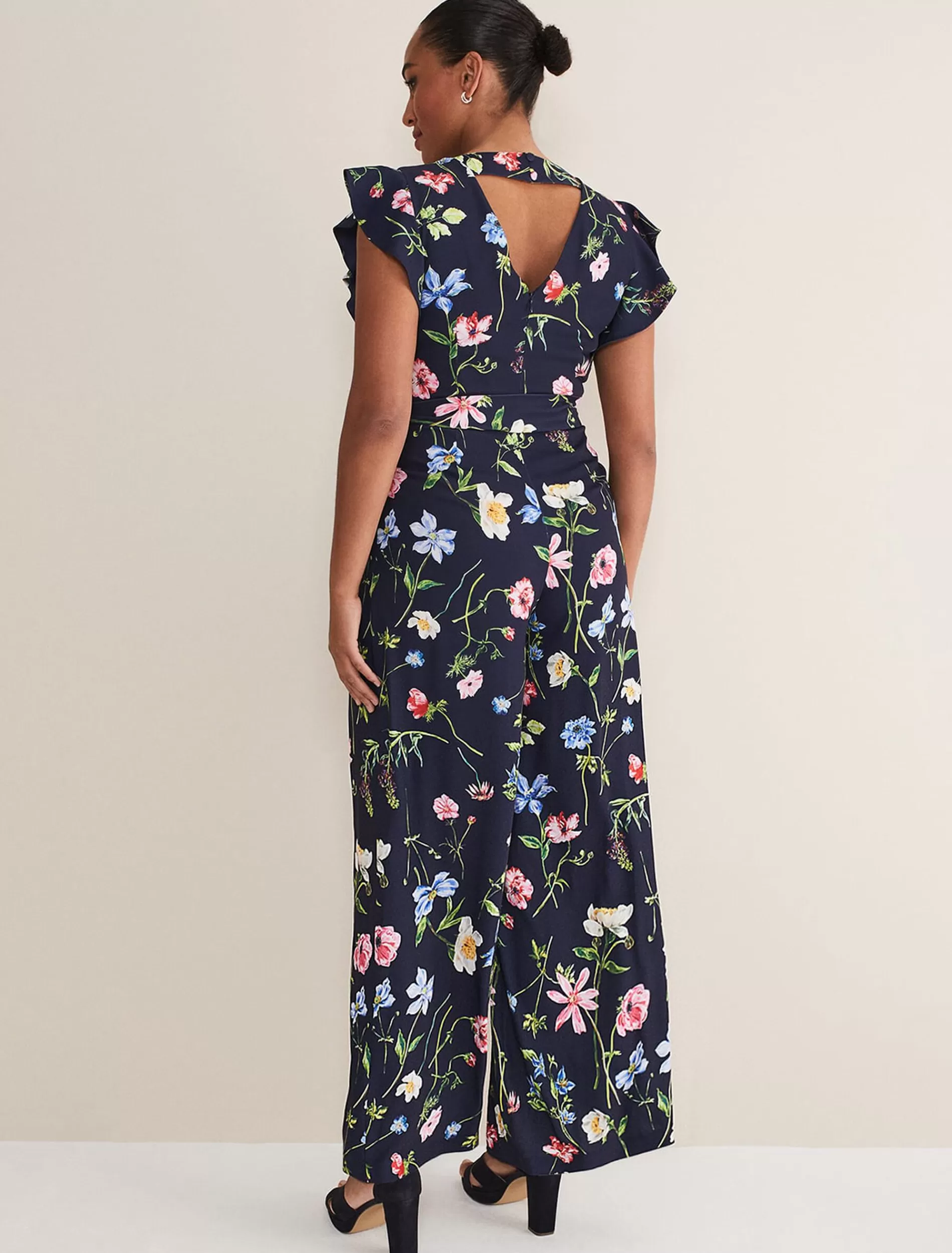 Phase Eight Kallie Floral Wide Leg Jumpsuit Navy/Multi Hot