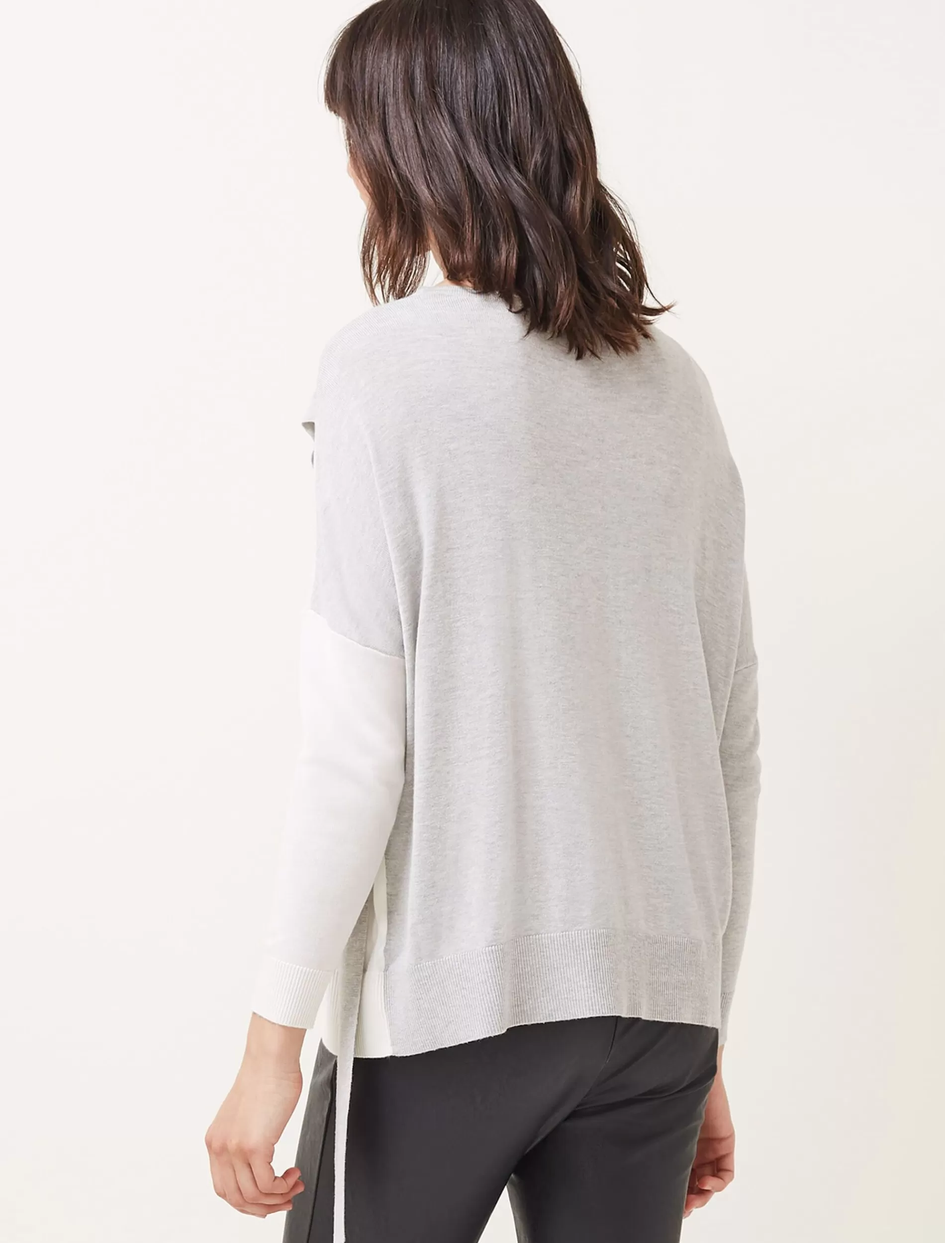 Phase Eight Karina D-Ring Colourblock Fine Knit Jumper Grey/Ivory Shop