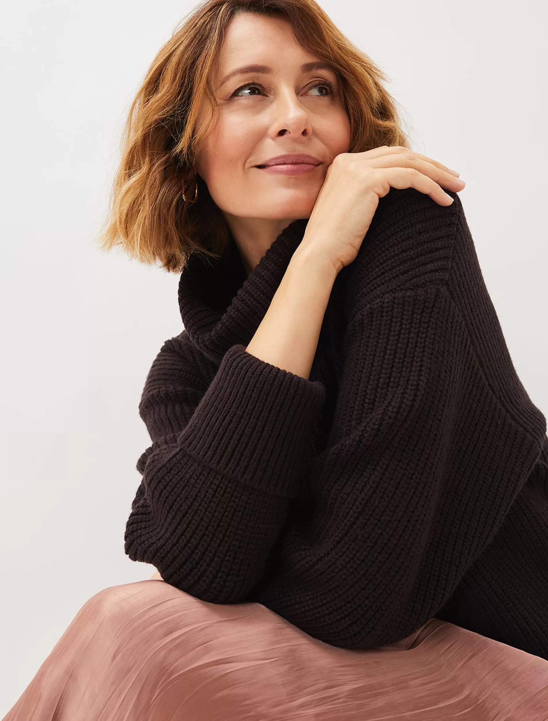 Phase Eight Karine Chunky Knit Jumper Espresso New