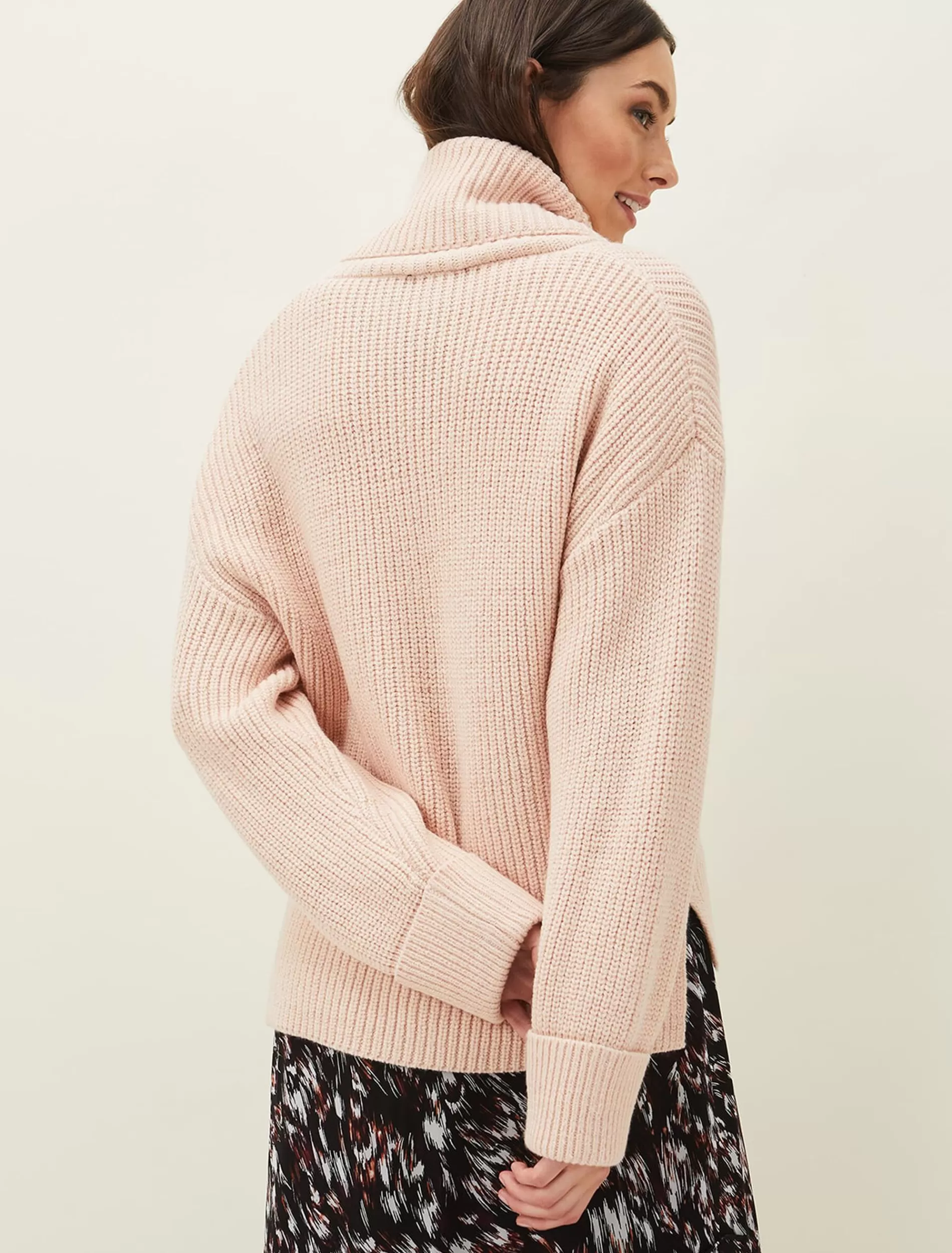Phase Eight Karine Chunky Roll Neck Jumper Pale Pink Best