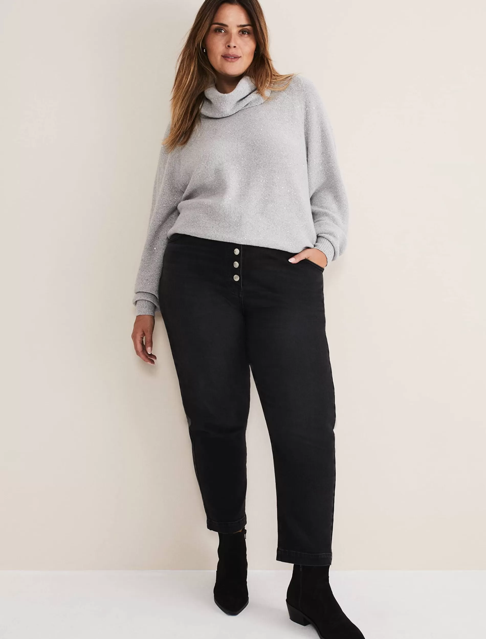 Phase Eight Karlie Button Through Straight Leg Jeans Black Flash Sale