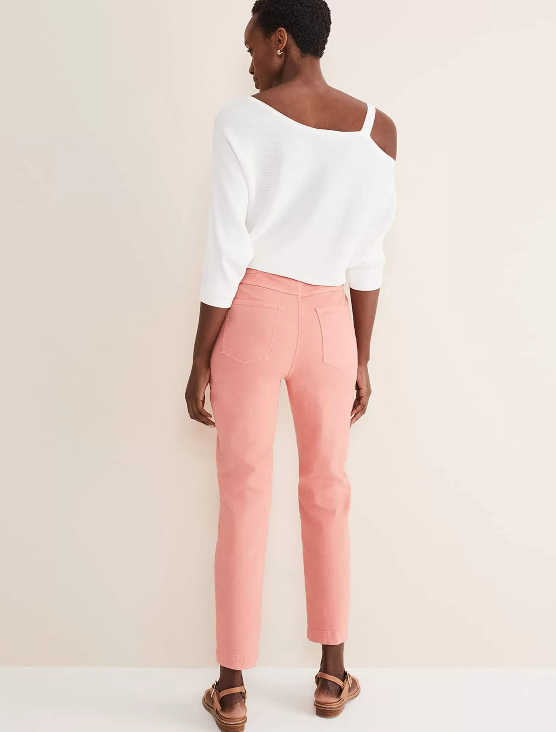 Phase Eight Karlie Button Through Straight Leg Jeans Apricot Online