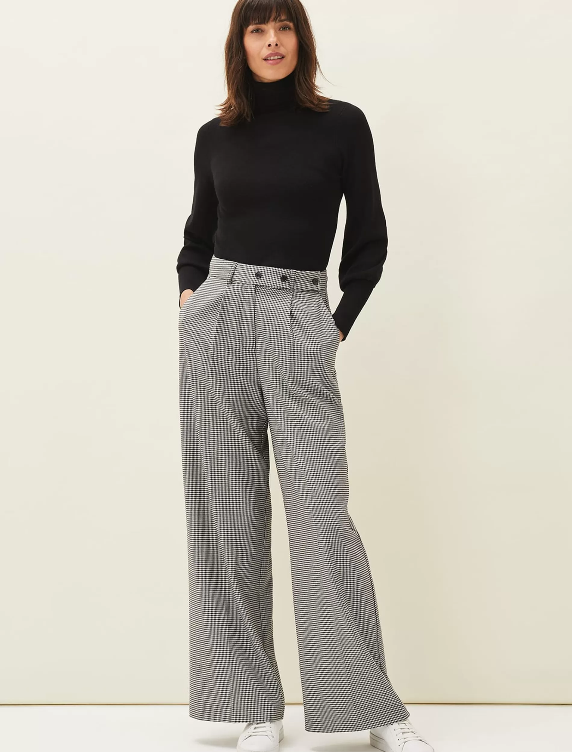 Phase Eight Karrie Dogtooth Wide Leg Trouser Black/White Shop