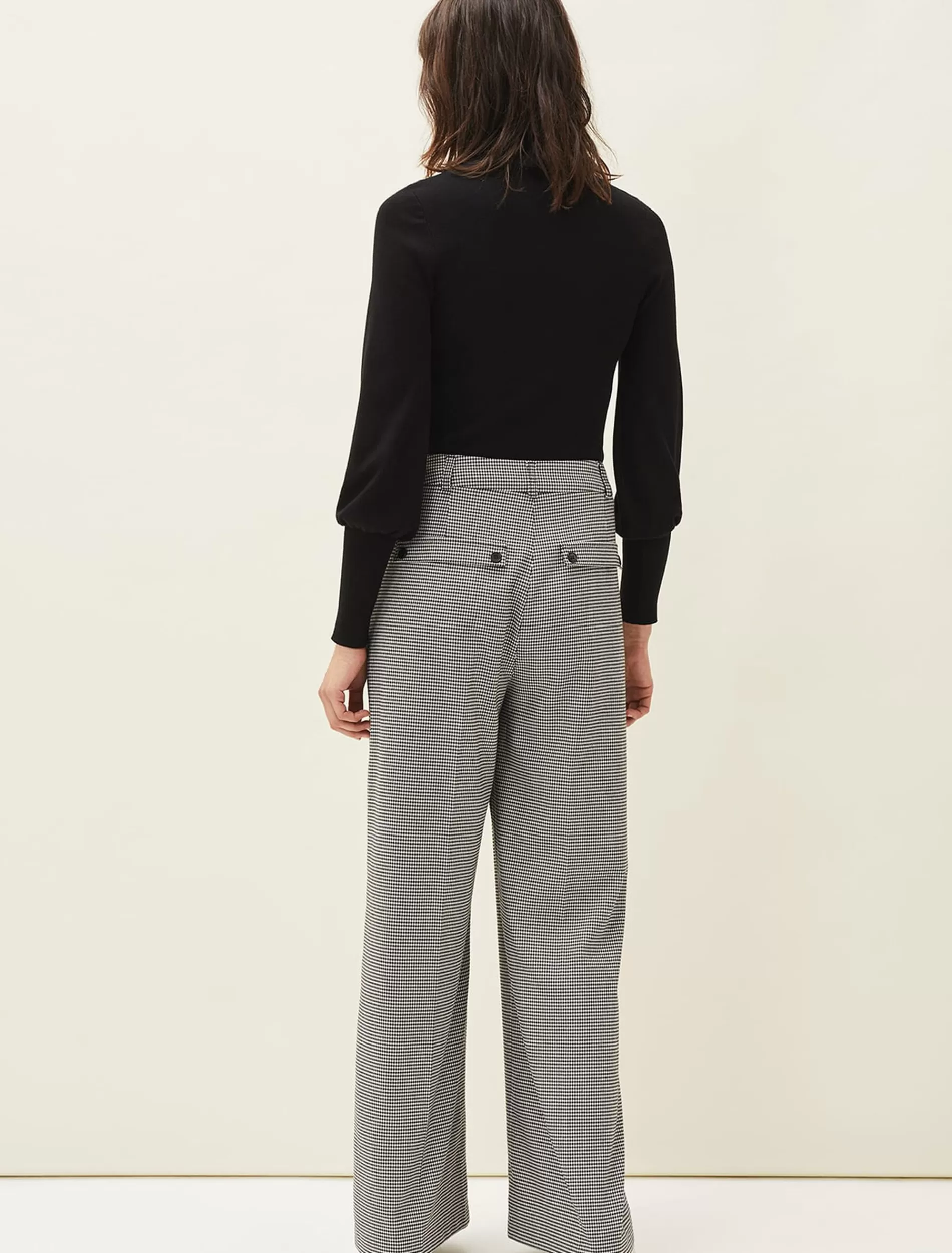 Phase Eight Karrie Dogtooth Wide Leg Trouser Black/White Shop