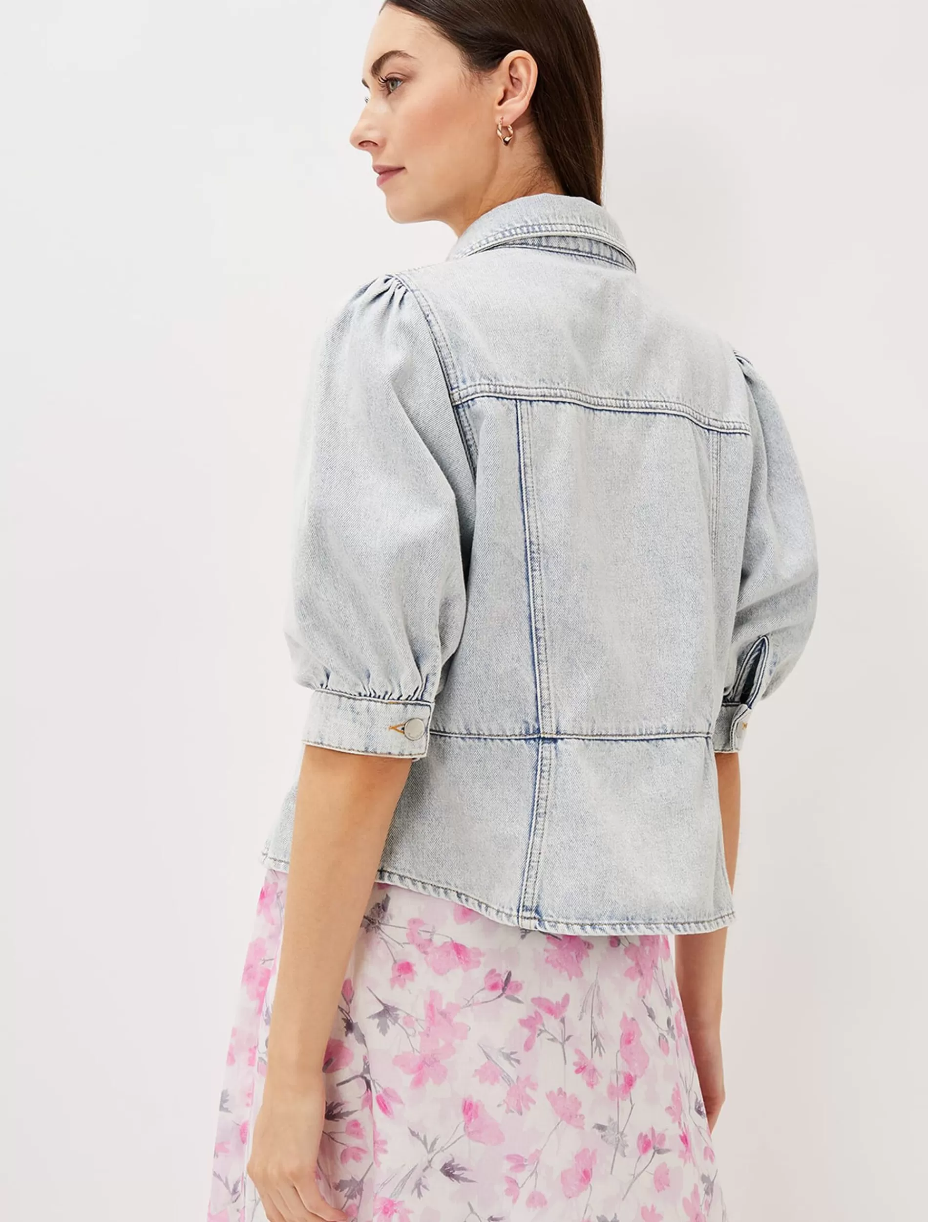 Phase Eight Karys Fashion Puff Sleeve Jacket Denim Clearance