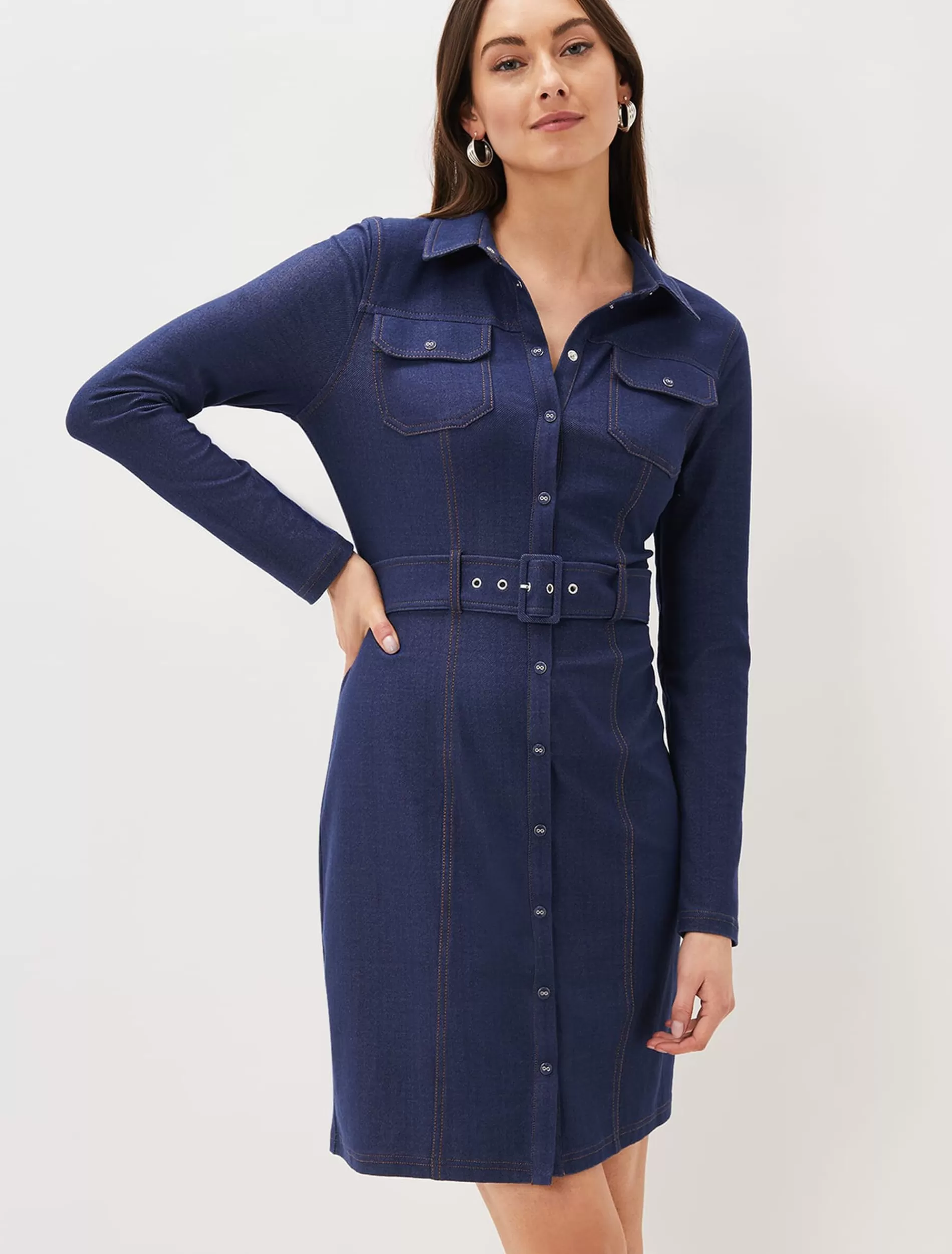 Phase Eight Kathryn Fitted Jersey Dress Denim Flash Sale