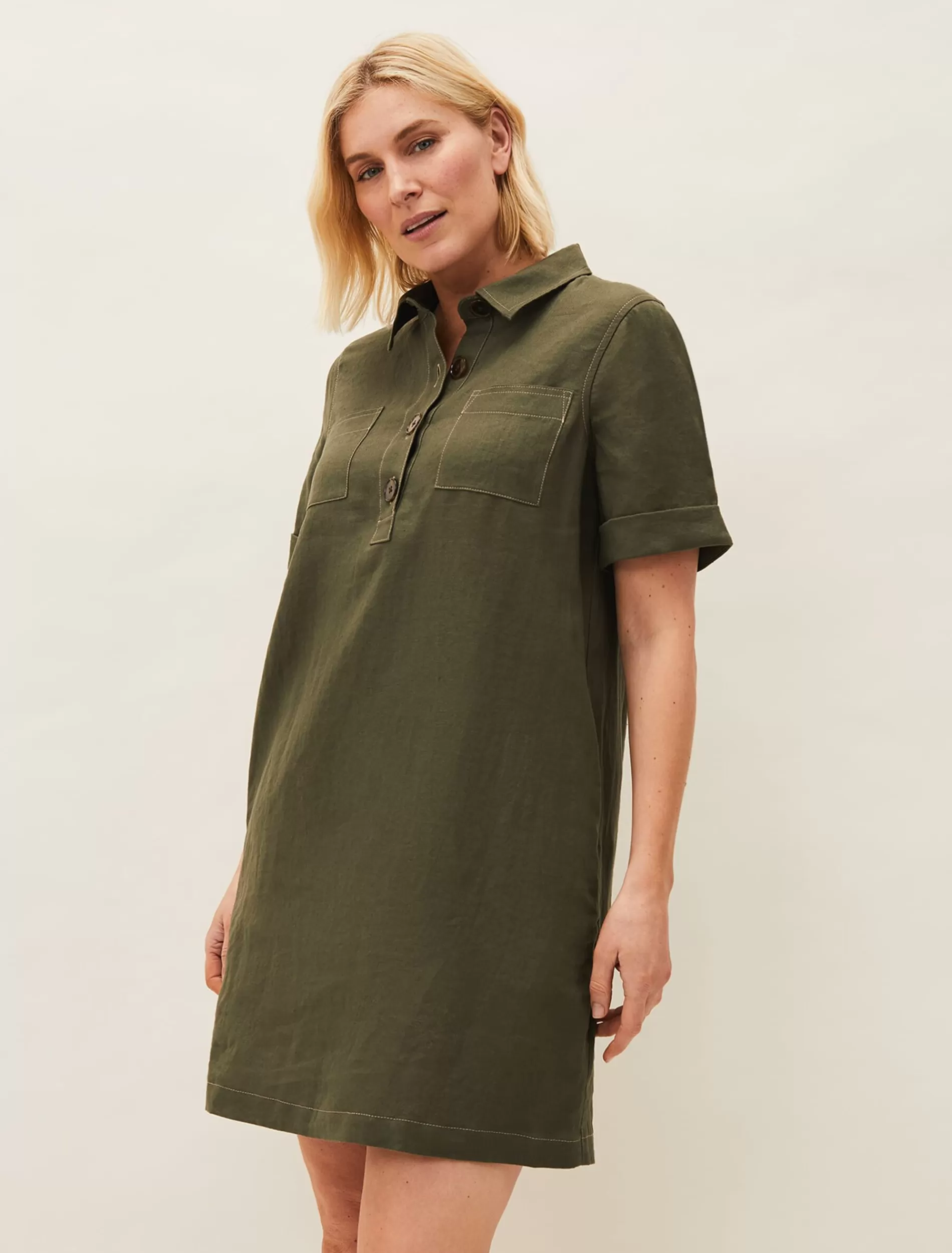 Phase Eight Kathy Linen Dress Khaki Hot