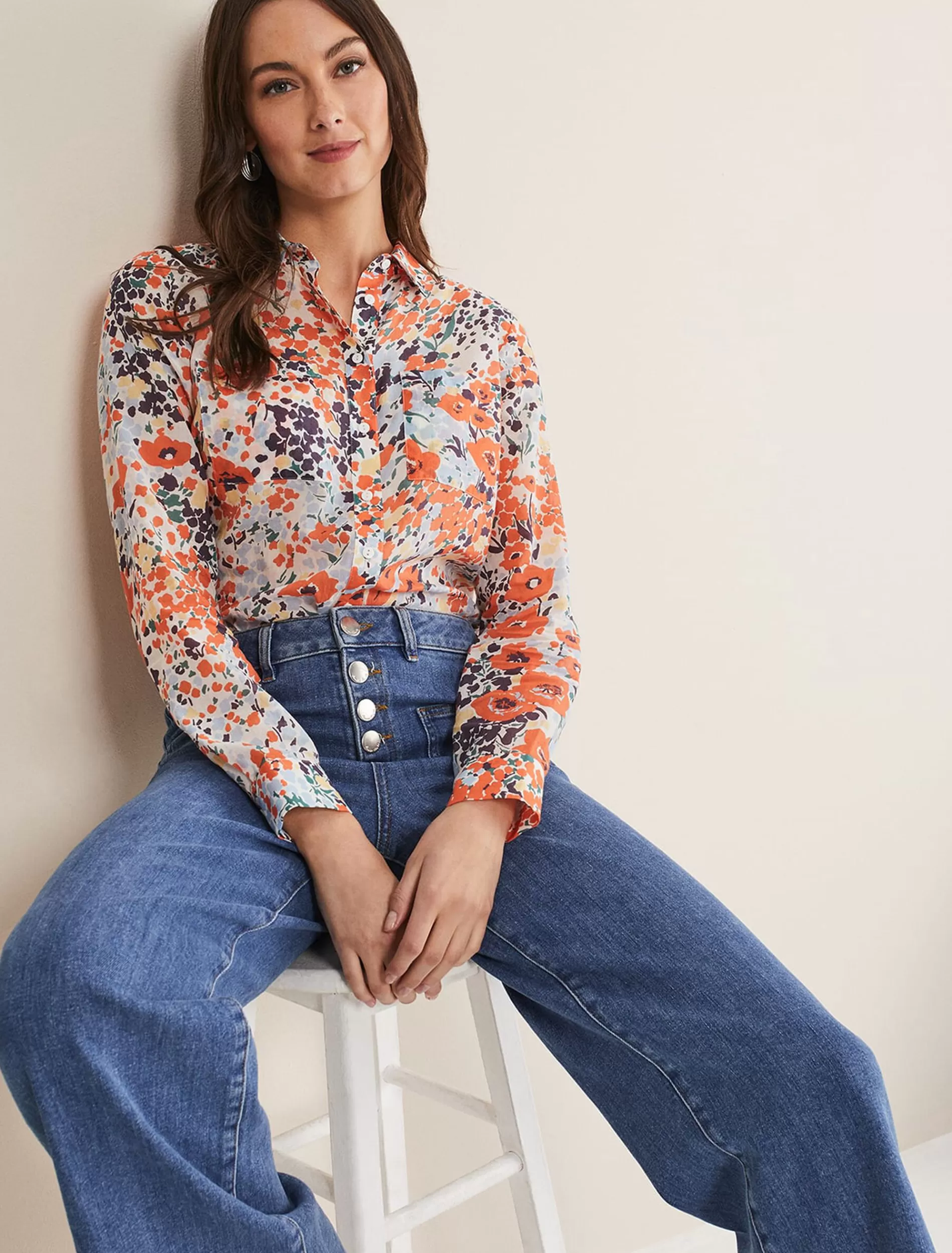 Phase Eight Katie Cotton Floral Blouse Multi-Coloured Flash Sale