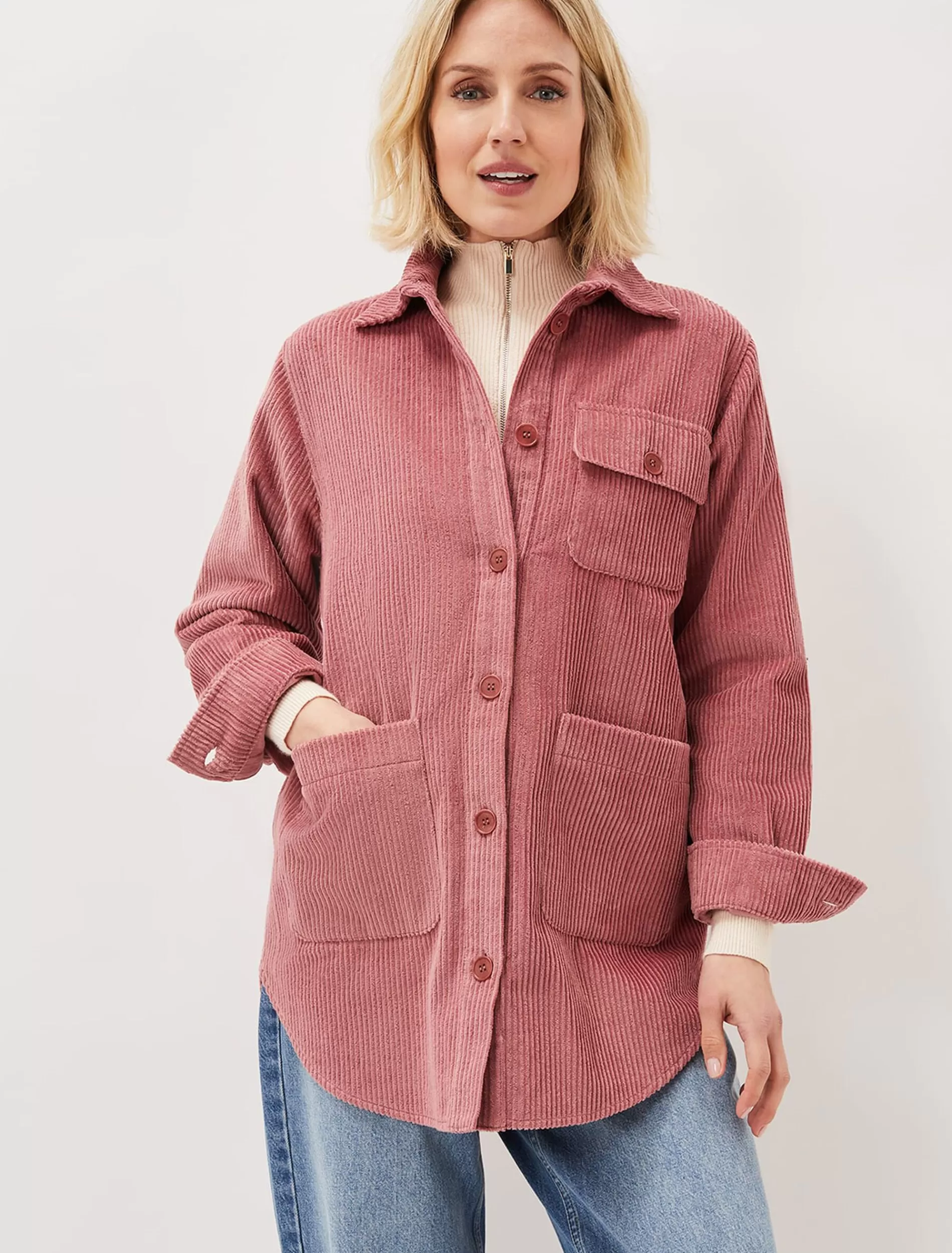 Phase Eight Katrina Cord Shacket Rose Best