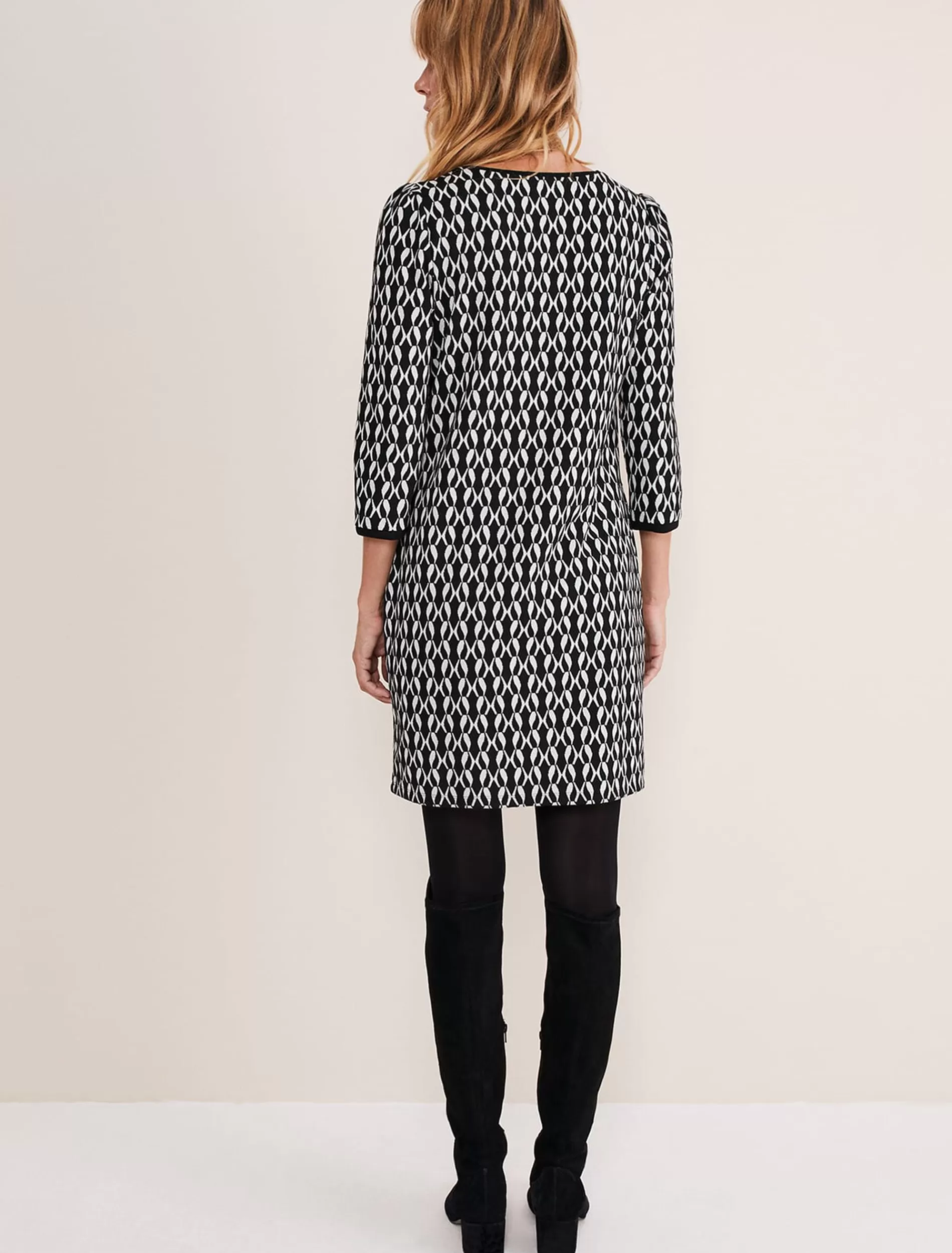 Phase Eight Katrine Geo Jacquard Dress Black/Ivory Best Sale