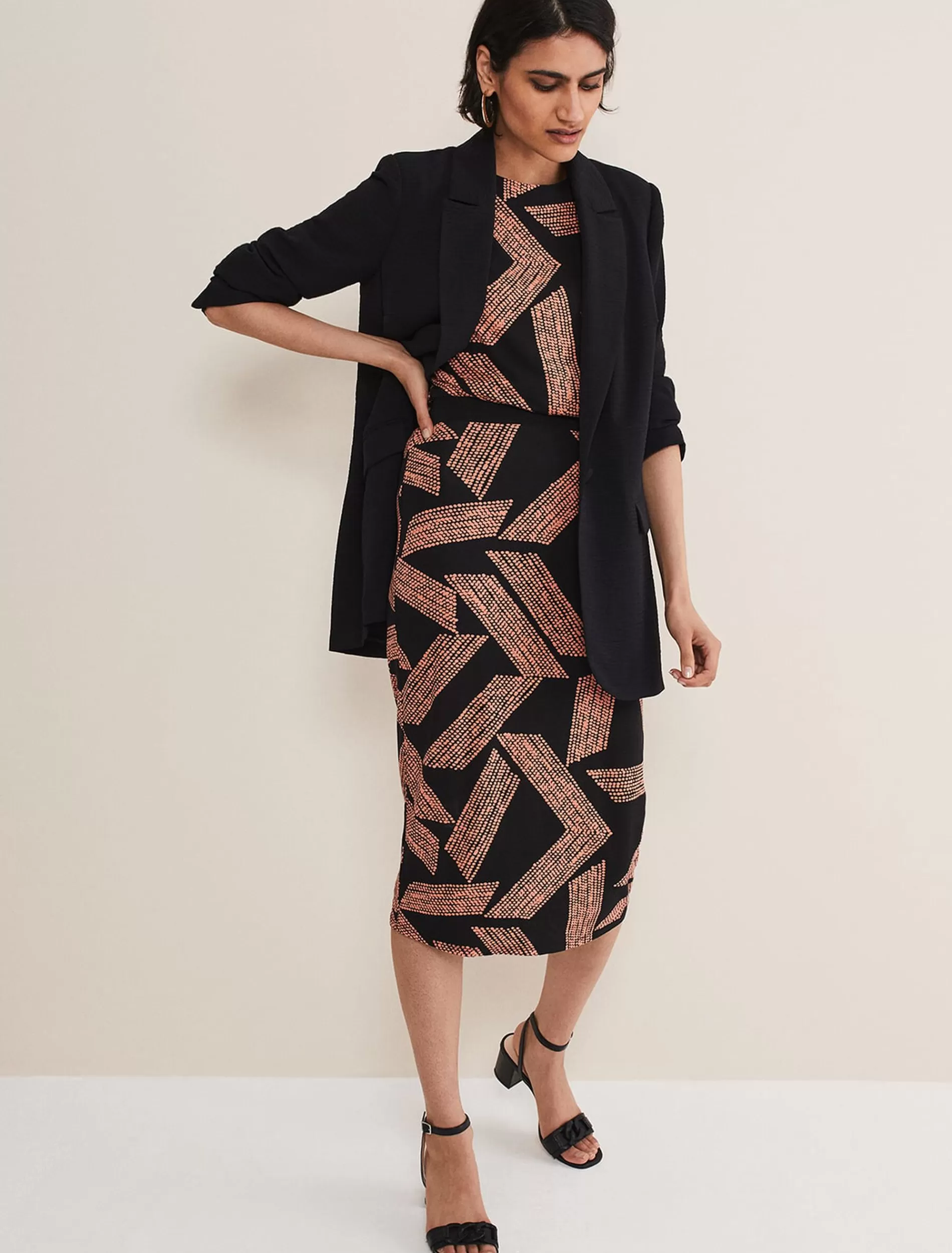Phase Eight Kayla Jersey Midi Dress Black New