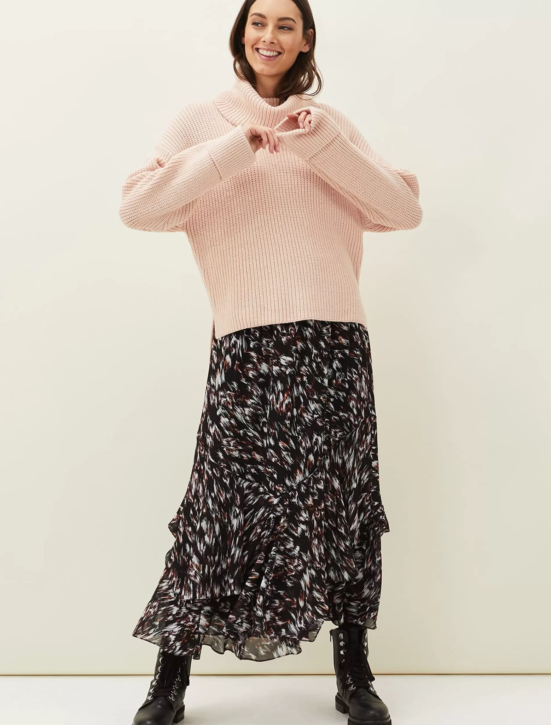 Phase Eight Kayley Abstract Print Maxi Skirt Navy/Multi Fashion