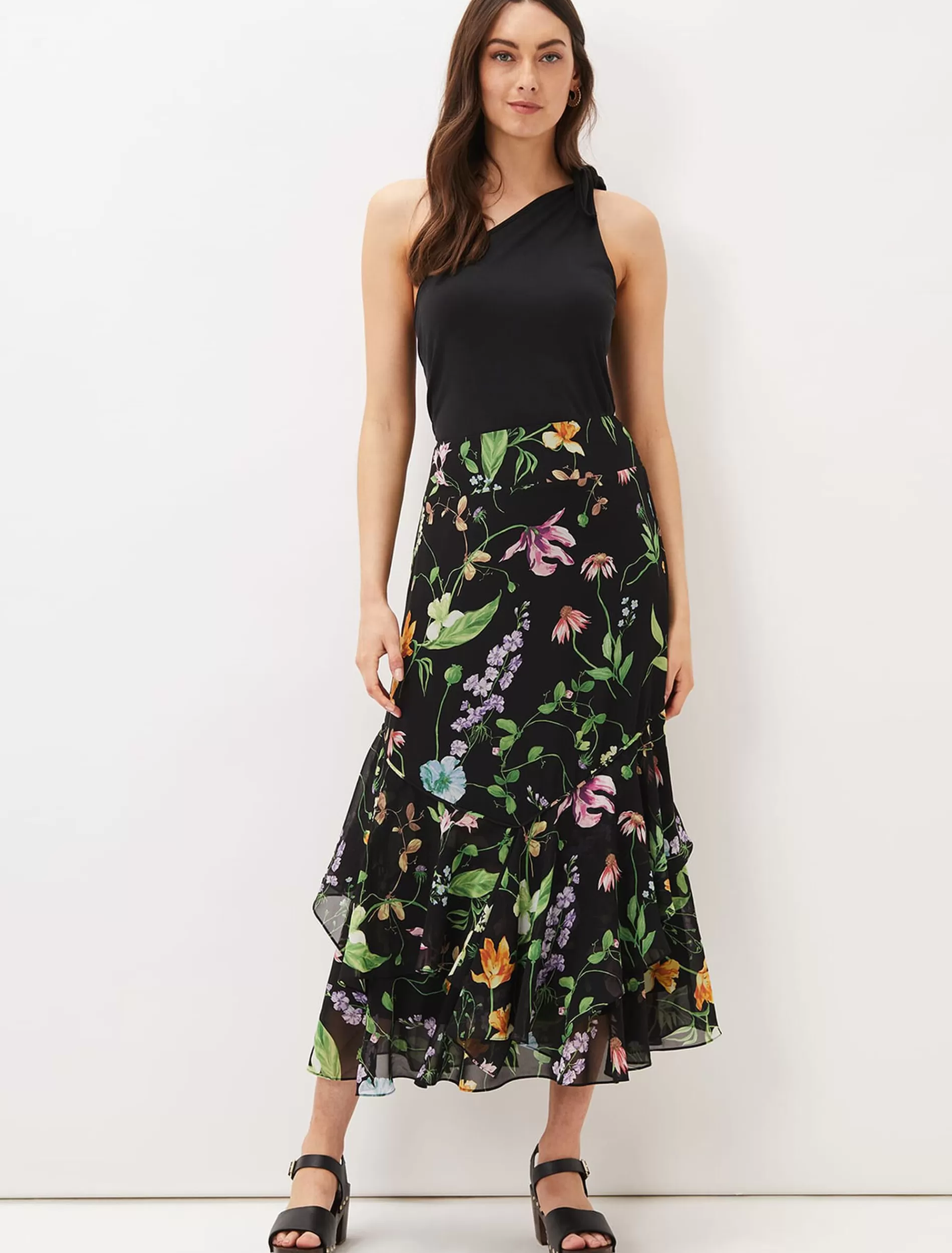 Phase Eight Kayley Floral Printed Maxi Skirt Black/Multi Flash Sale