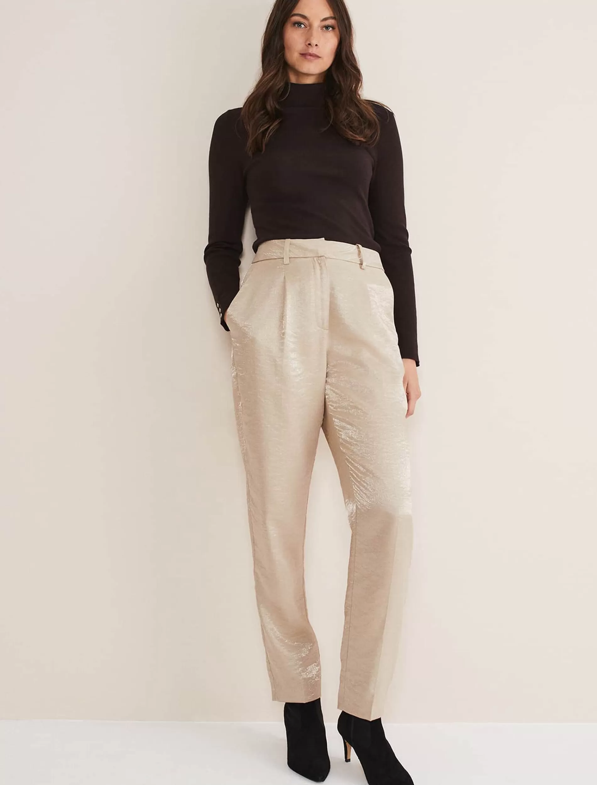 Phase Eight Kehlani Shimmer Peg Trouser Co-Ord Champagne Flash Sale
