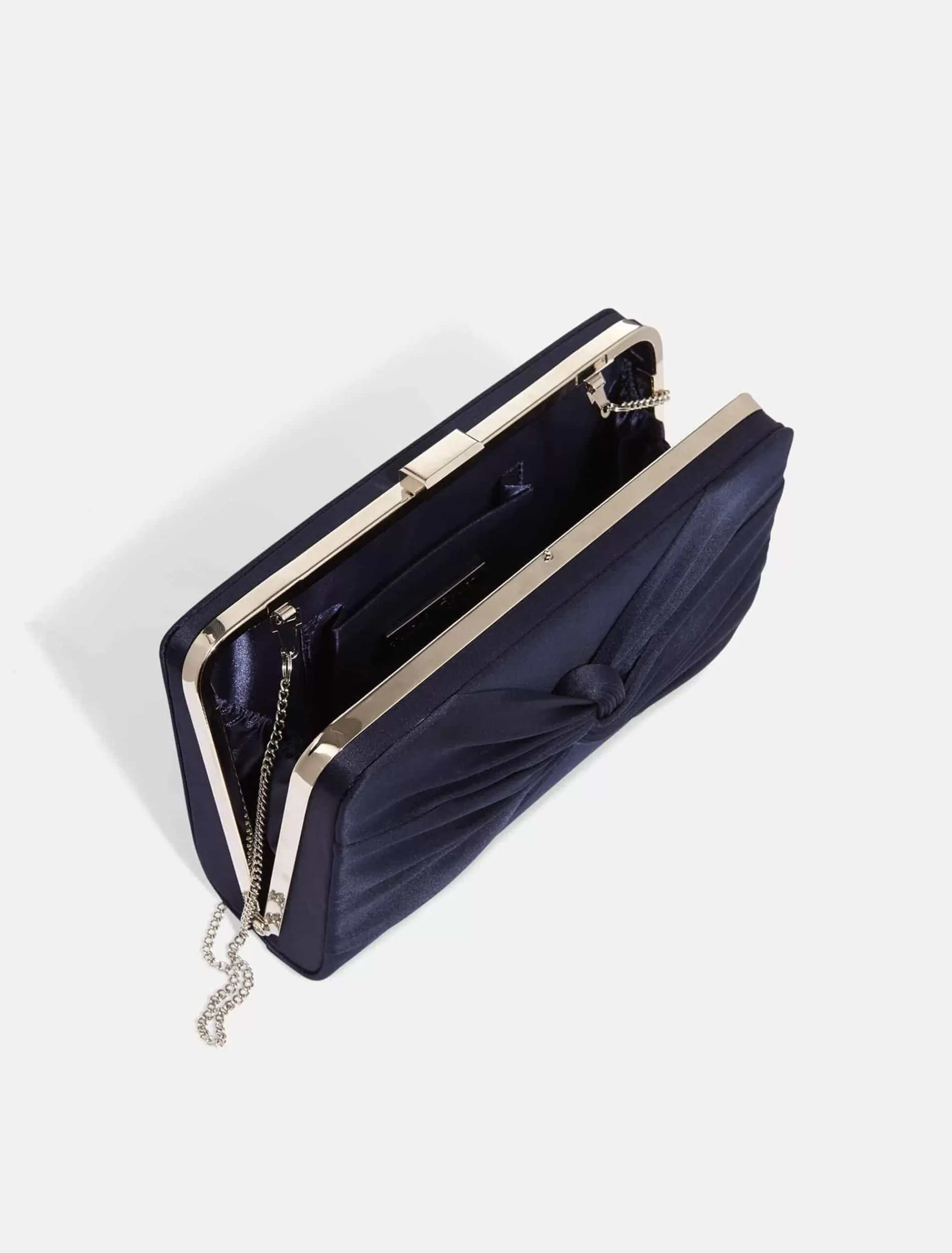 Phase Eight Kendall Satin Knot Front Clutch Bag Navy Outlet