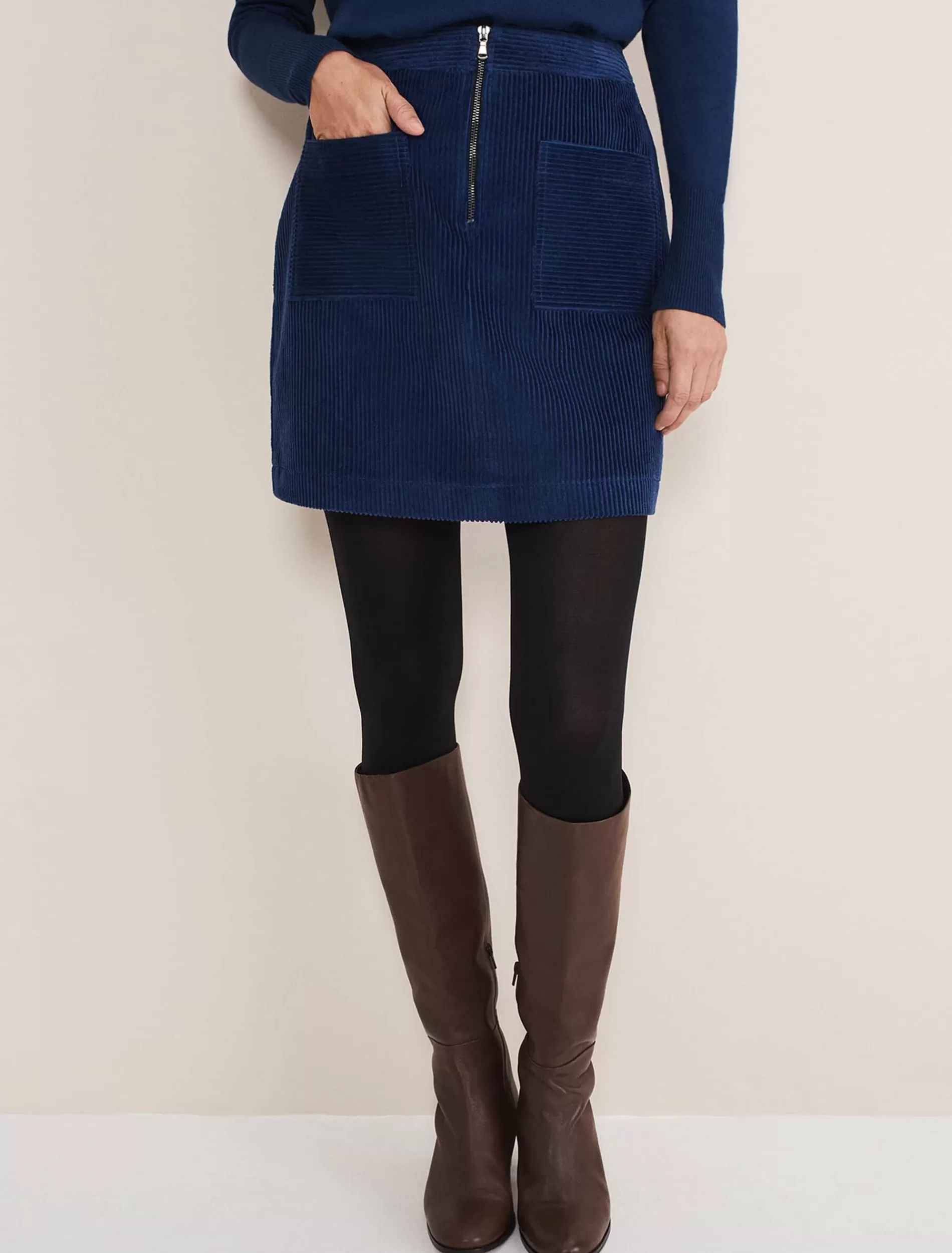 Phase Eight Kennedy Corduroy Mini Skirt Teal Flash Sale