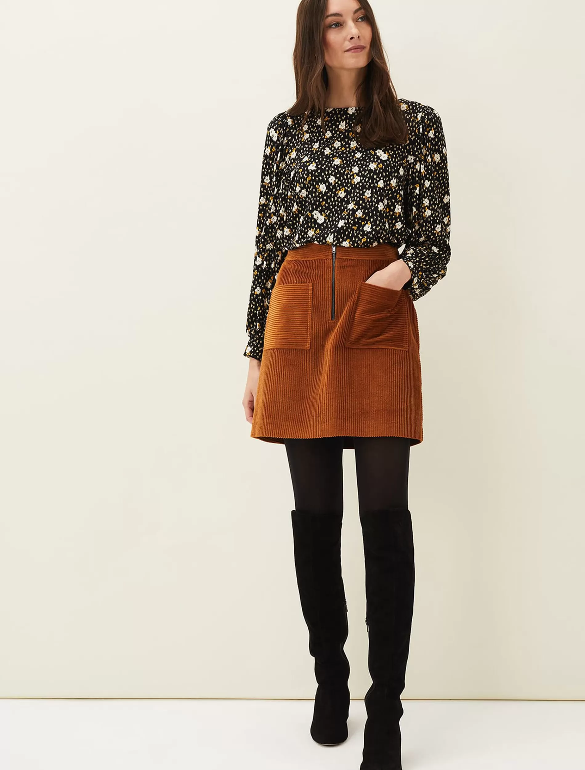 Phase Eight Kennedy Corduroy Mini Skirt Ochre Flash Sale