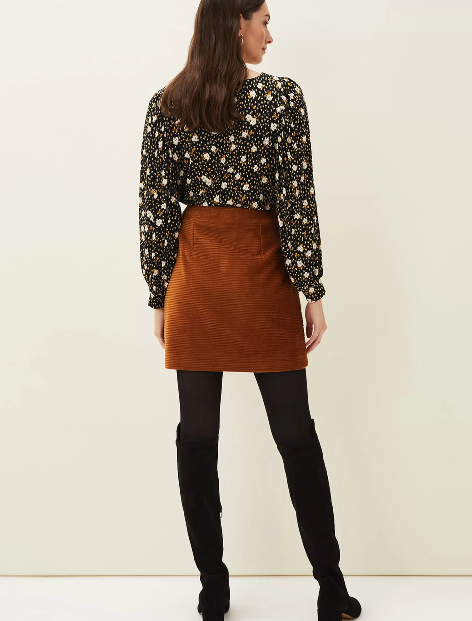 Phase Eight Kennedy Corduroy Mini Skirt Ochre Flash Sale