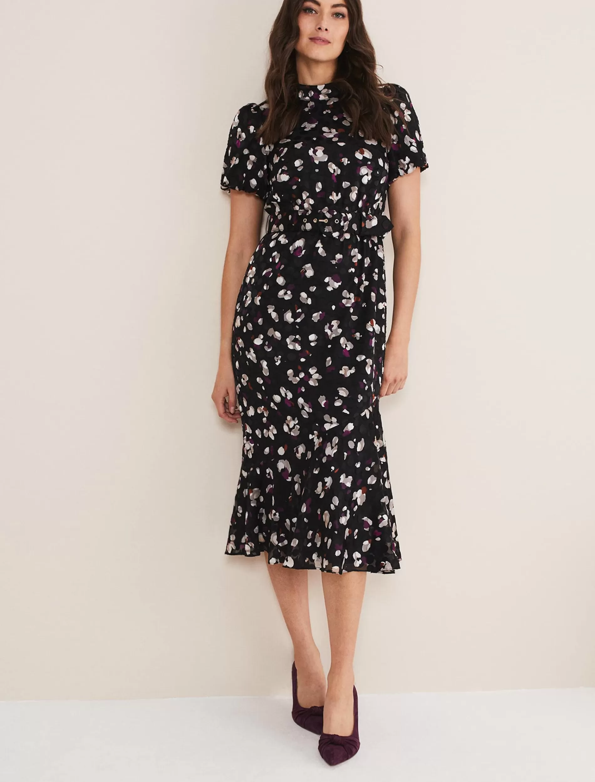 Phase Eight Kensley Print Puff Sleeve Dress Multi-Coloured Sale