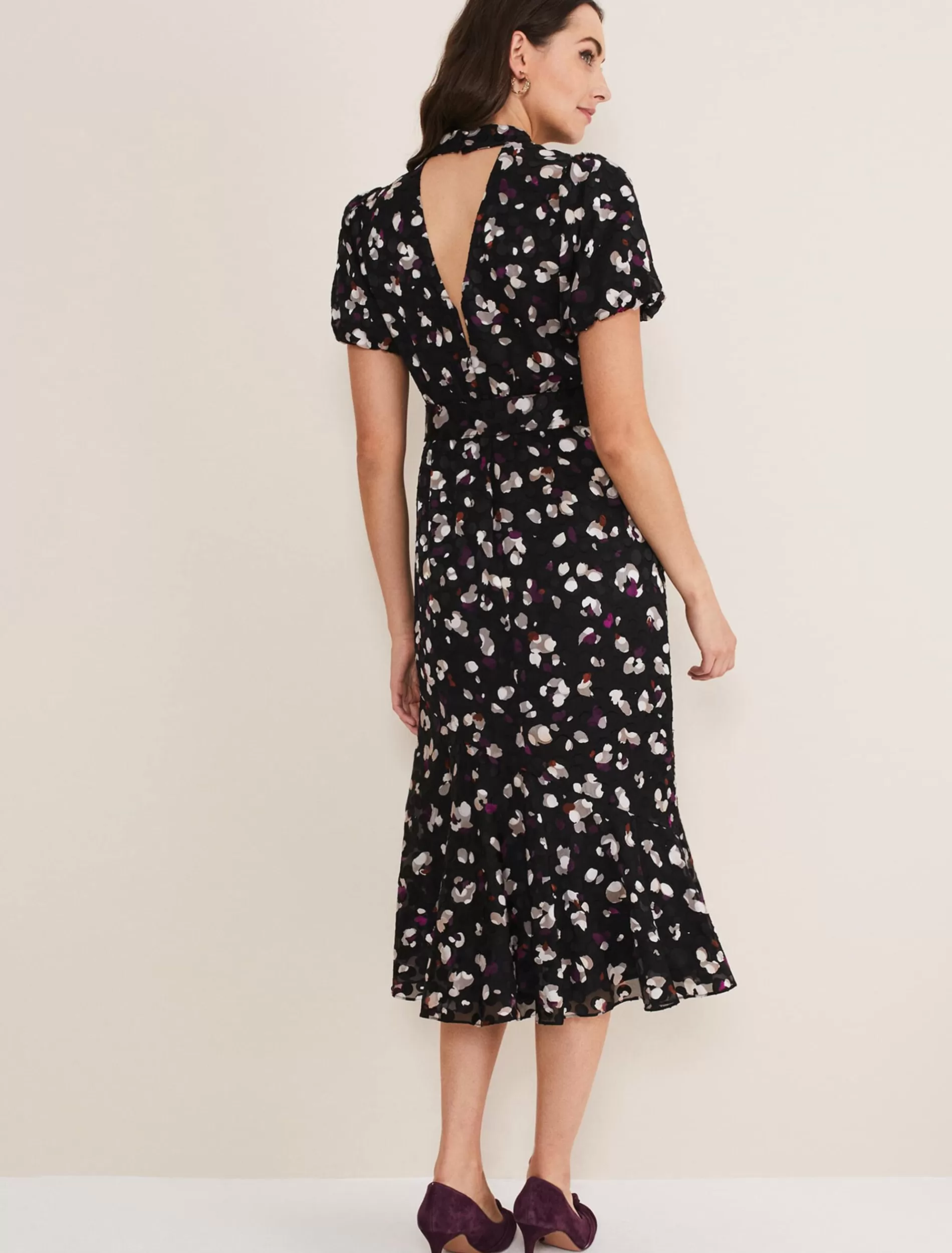 Phase Eight Kensley Print Puff Sleeve Dress Multi-Coloured Sale