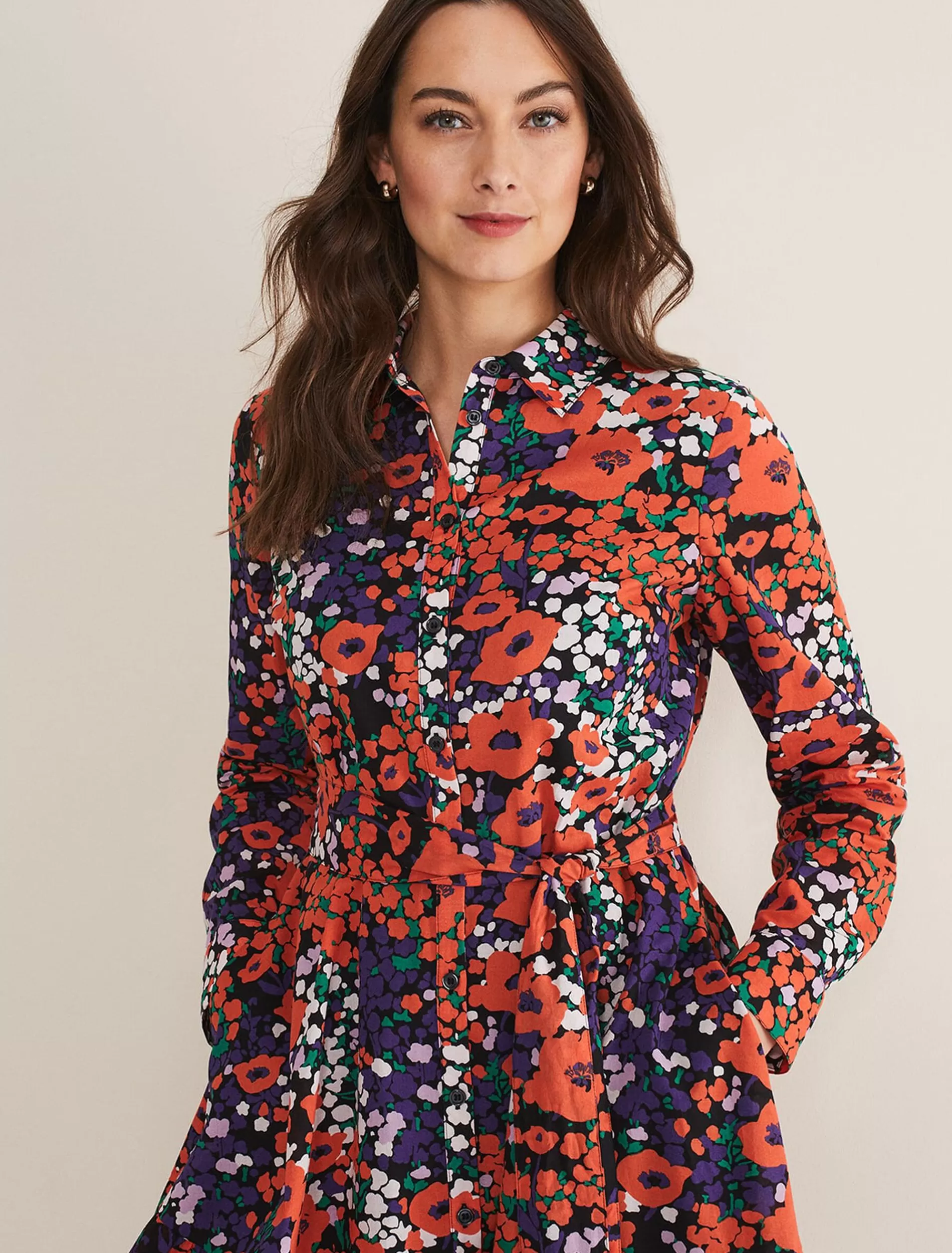 Phase Eight Kerri Cotton Floral Mini Dress Red Sale