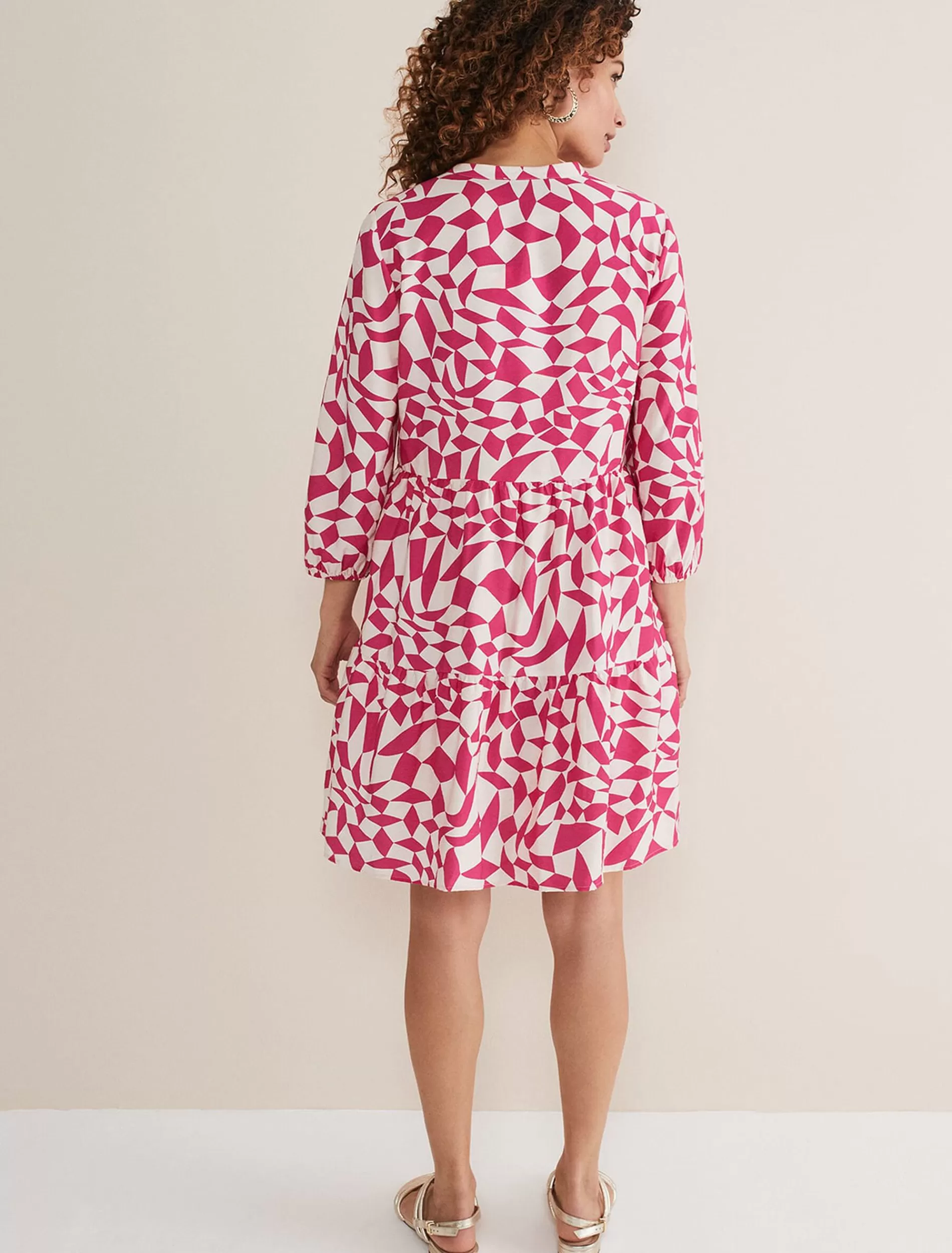 Phase Eight Kesia Geo Swing Dress Pink Cheap