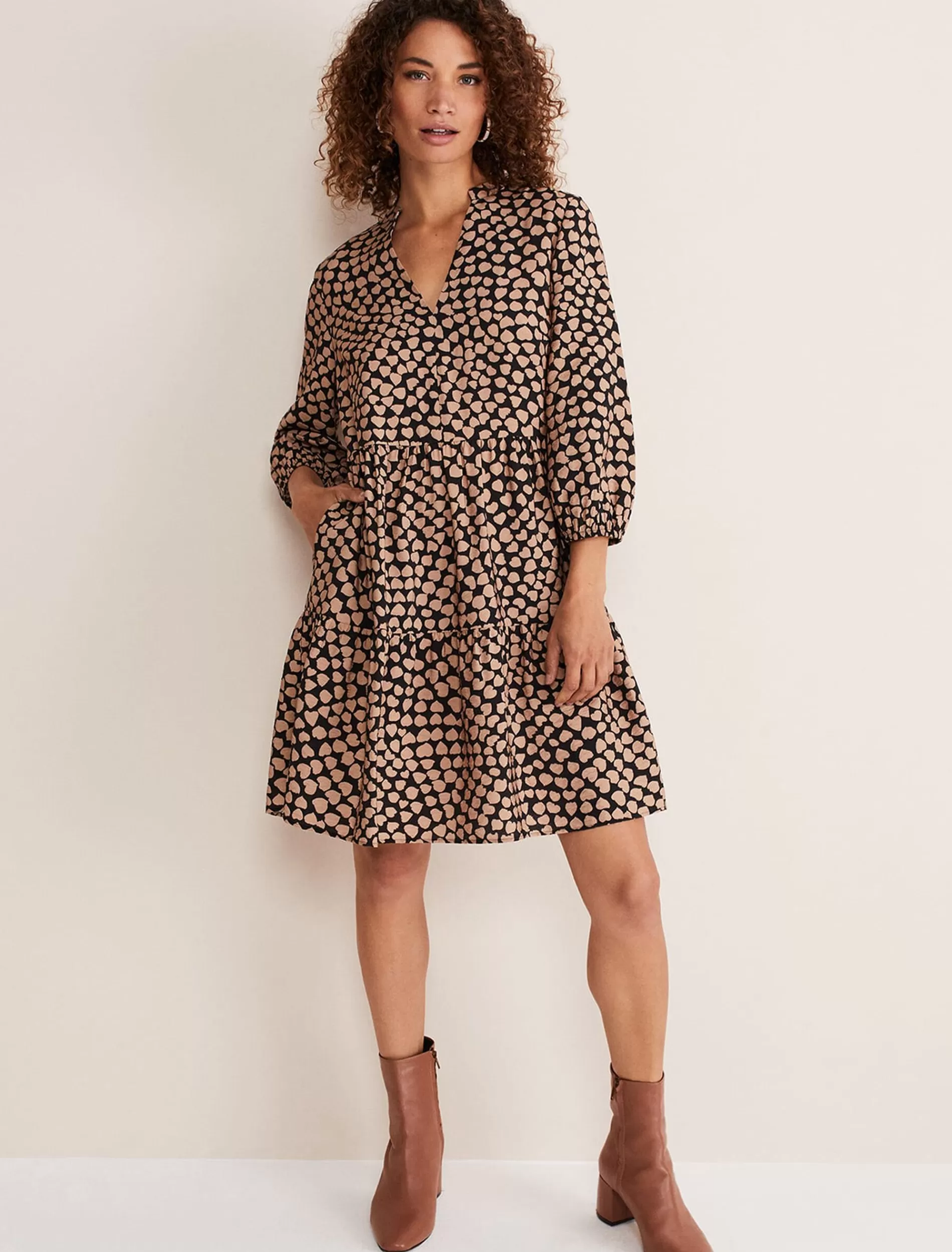 Phase Eight Kesia Hearts Swing Dress Stone/Black Cheap