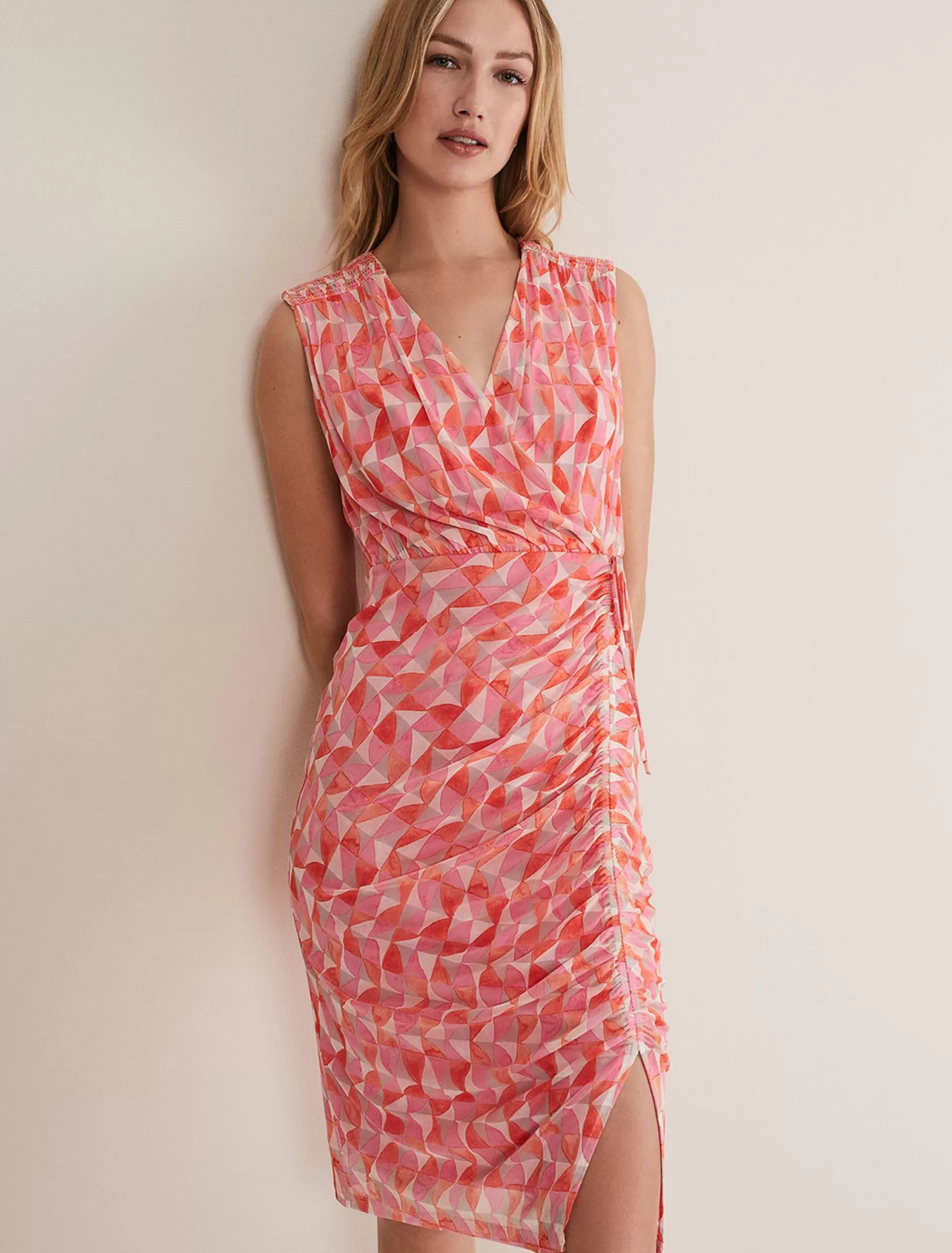 Phase Eight Khy Geo Wrap Mini Dress Pink Multi Cheap