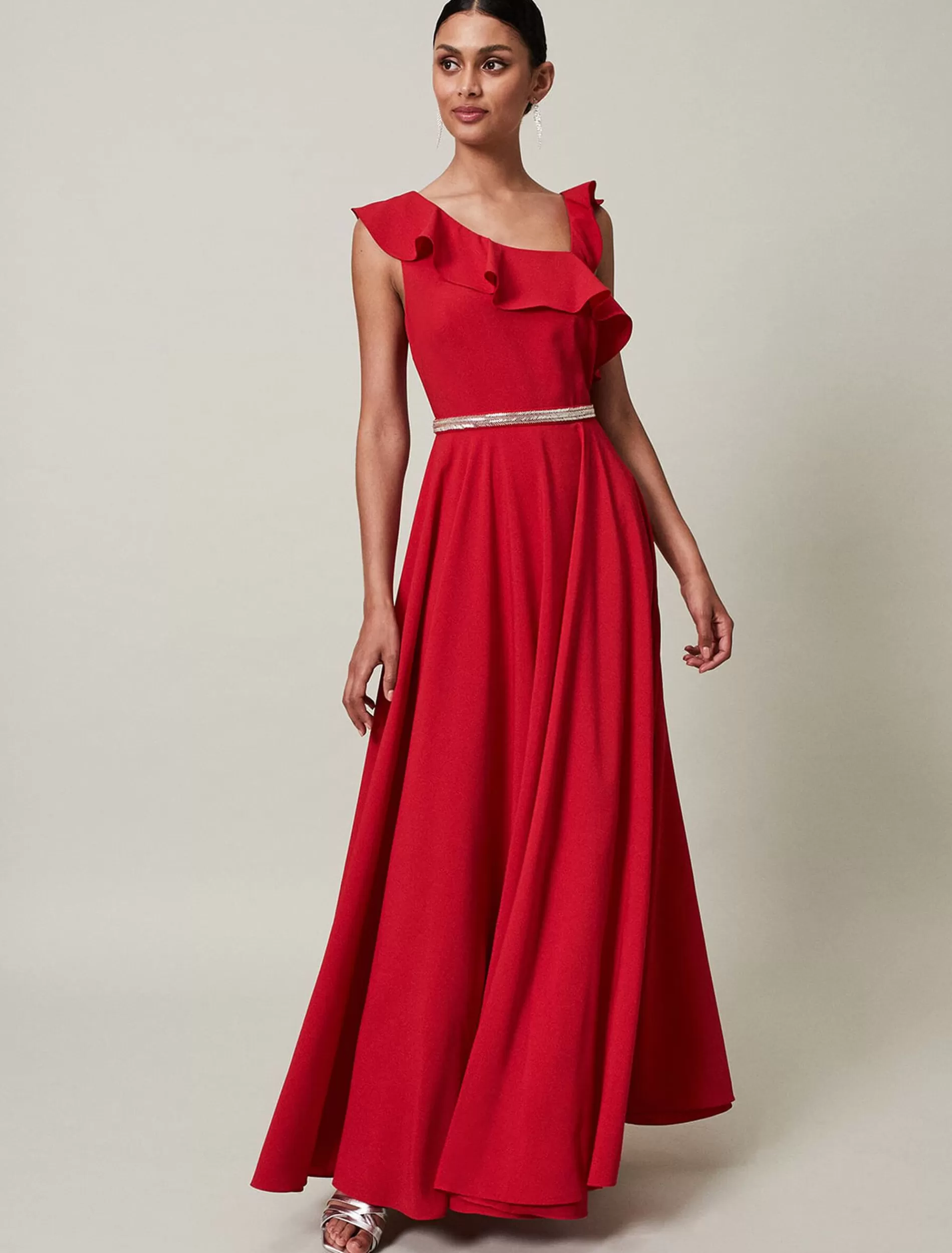 Phase Eight Kimmy Ruffle Embellished Maxi Dress Scarlet Hot