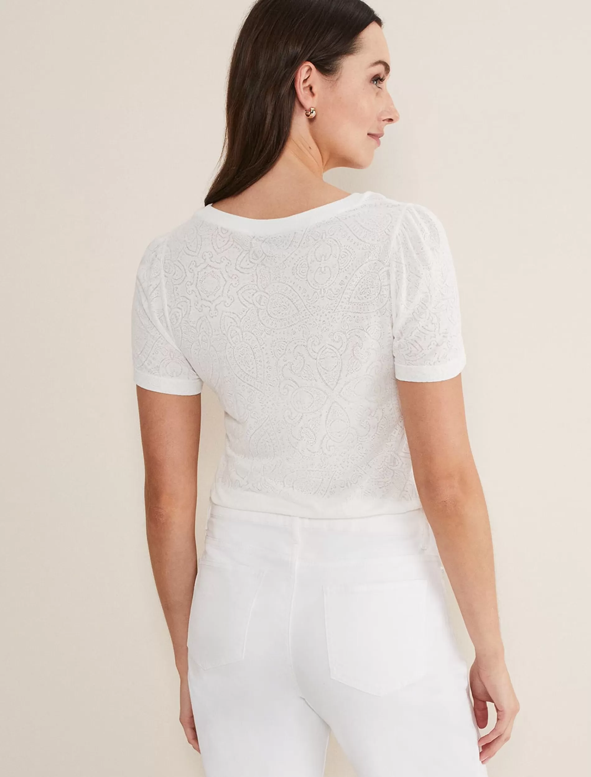 Phase Eight Kinsley Pointelle Jersey Tee White Discount